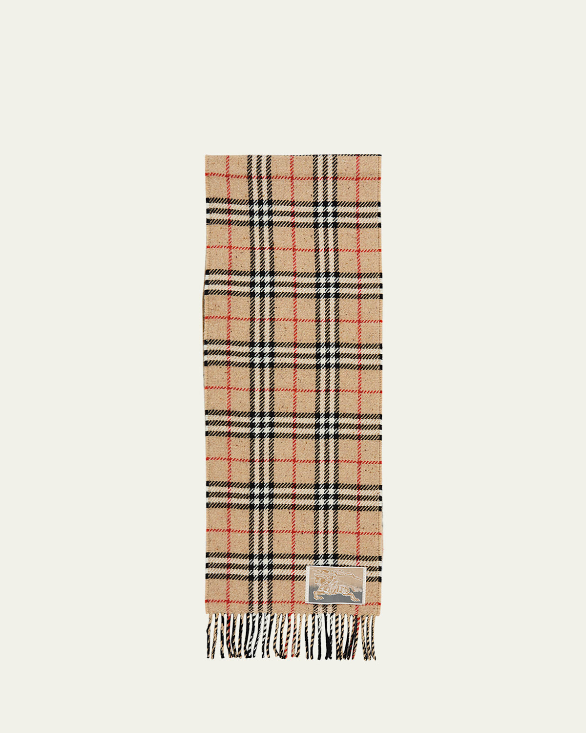 Burberry Check-print Fringe Trim Scarf In Sand