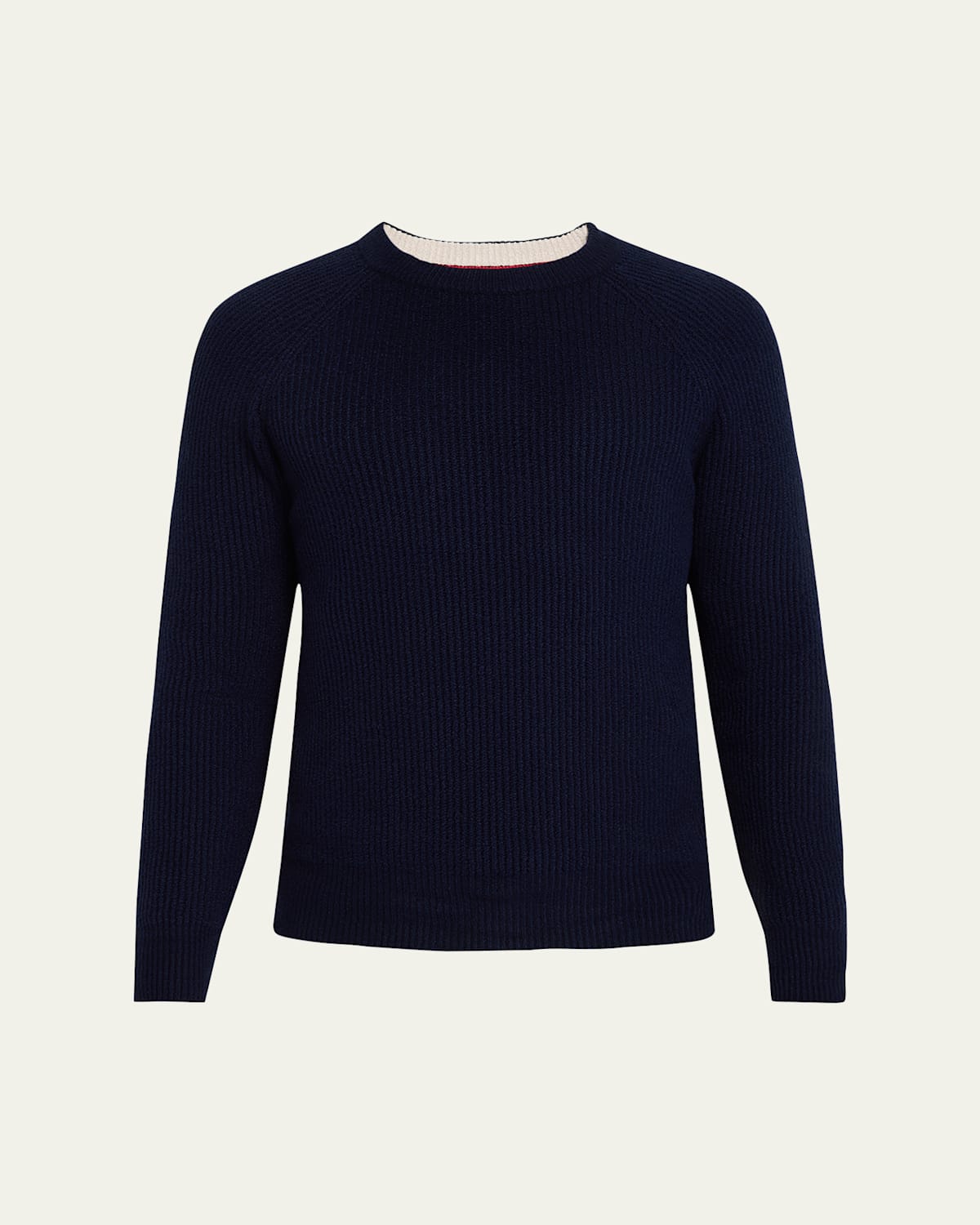 Brunello Cucinelli Men's Cotton English Rib Crewneck Sweater In Navy