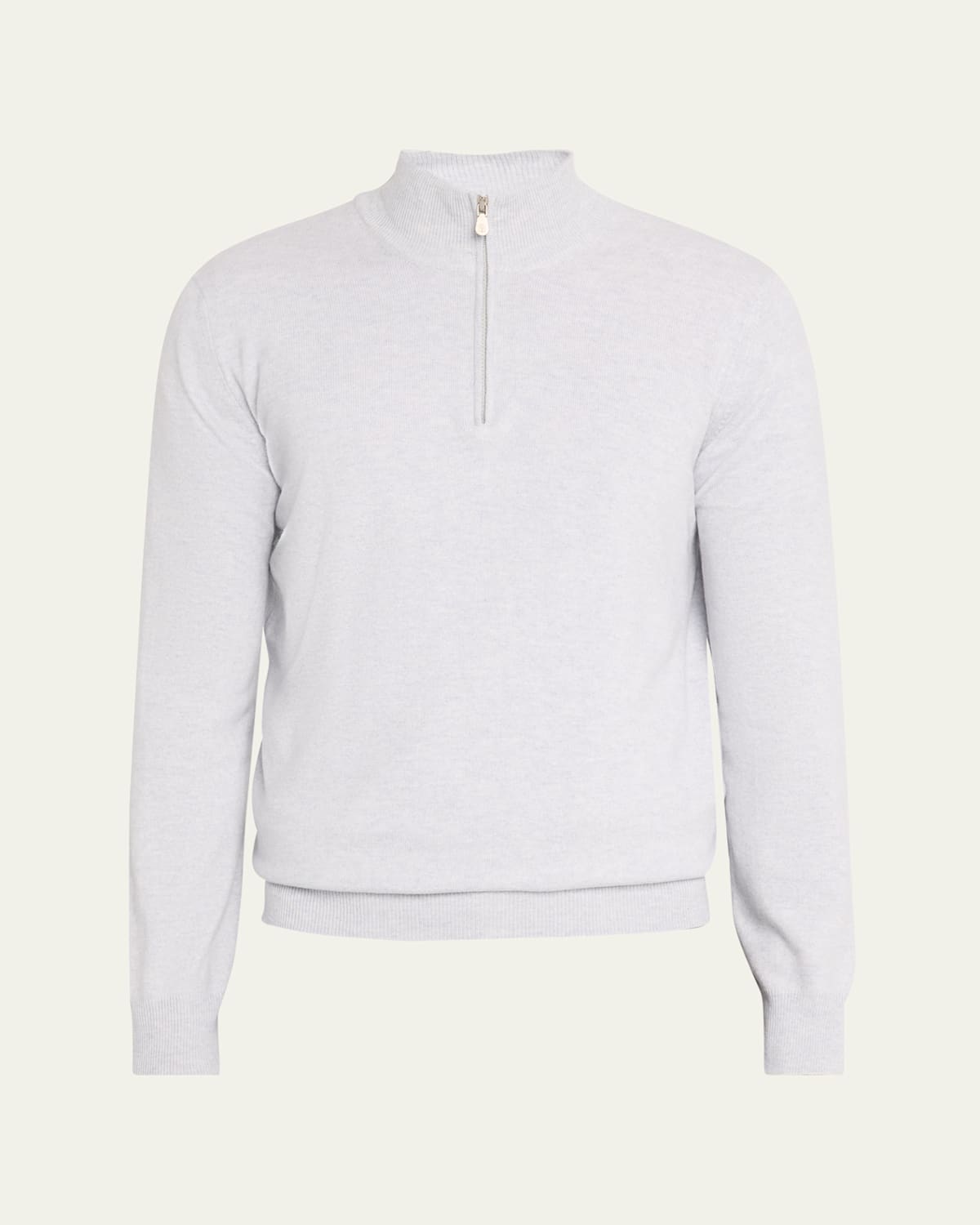 Brunello Cucinelli Men's Cashmere Half-zip Sweater In Dusty Light Blue