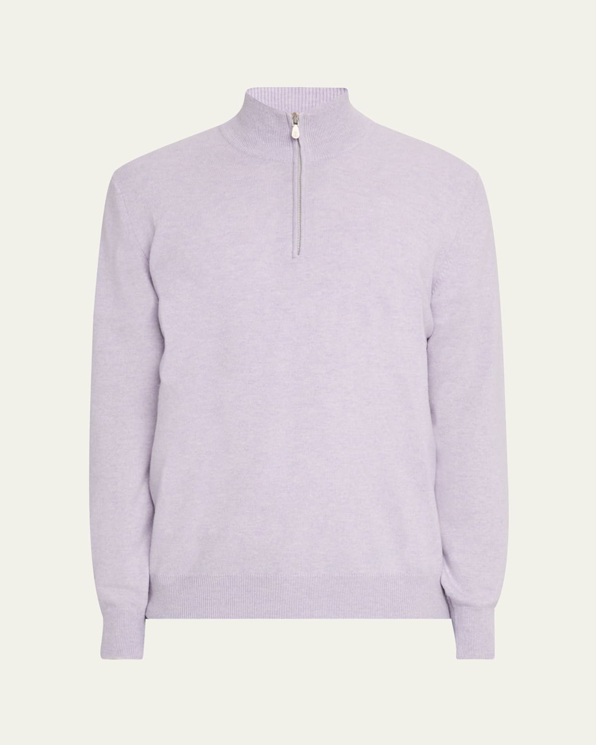 Brunello Cucinelli Men's Cashmere Half-zip Sweater In White