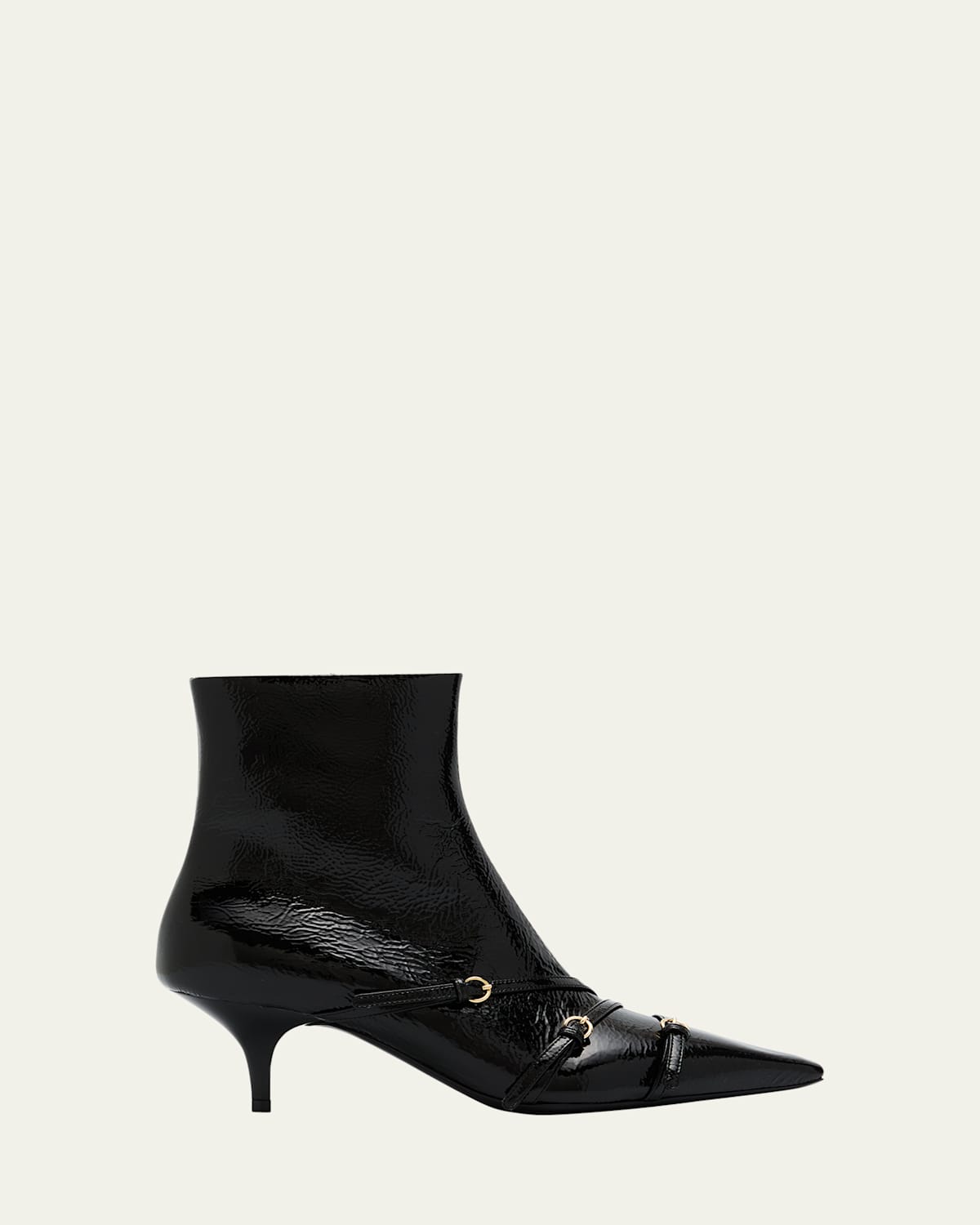Leather Buckle Trio Ankle Booties