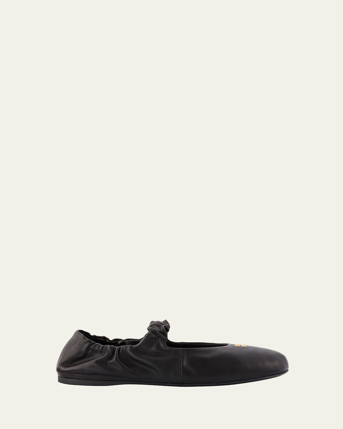 Miu Miu Ruched Nappa Leather Ballet Flats In Black