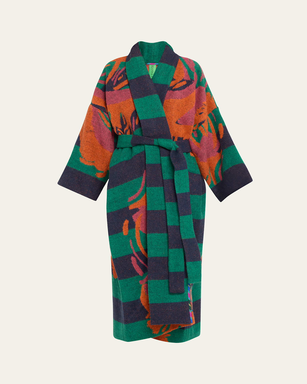 Toni Long Stripe Fantasia Wool Coat