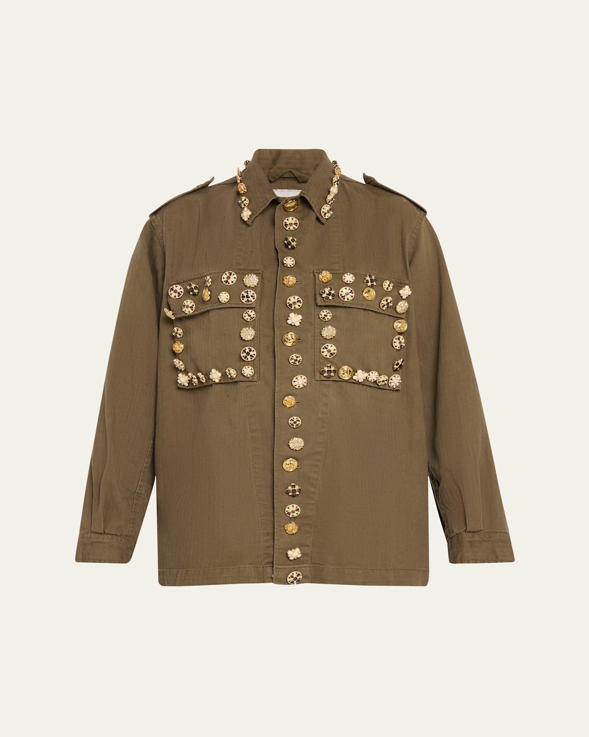 Button Luxe Vintage French Military Jacket