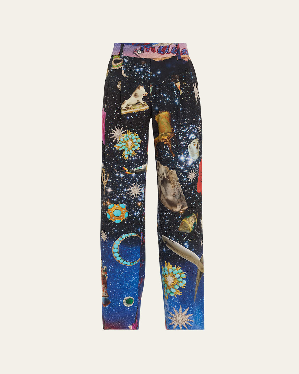 Starry Night Redux Pleated Wool Baggy Trousers