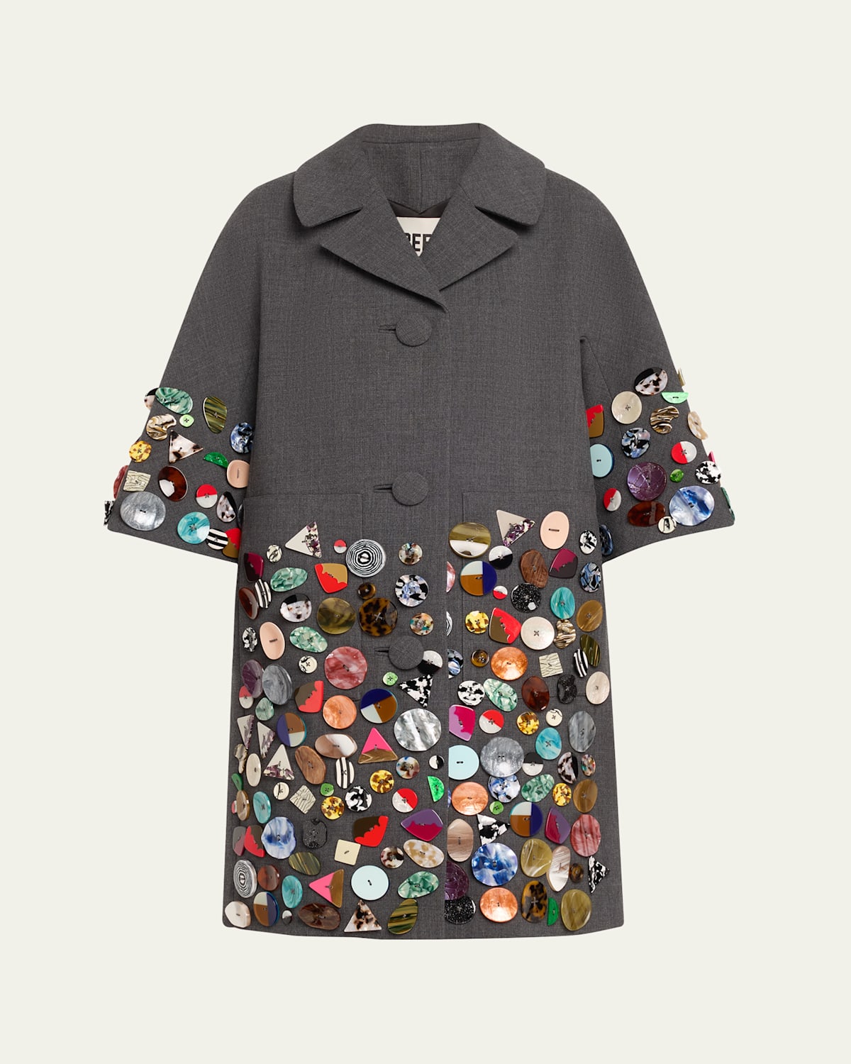 Libertine Memory Vase Patch Pocket Buttoned Wool Coat In Gry