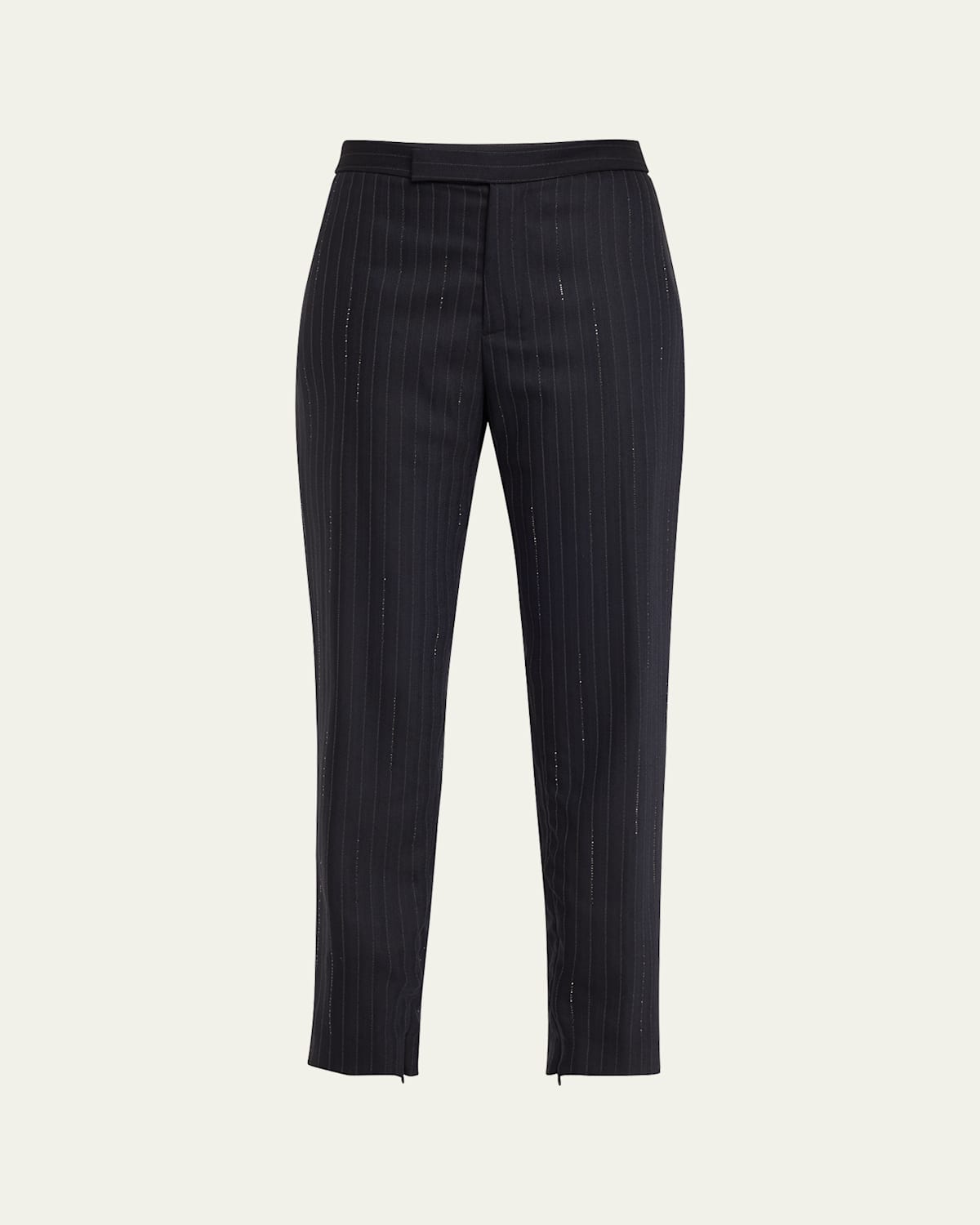 Libertine Crystal Pinstripe Skinny-leg Ankle Cigarette Pants In Nvy