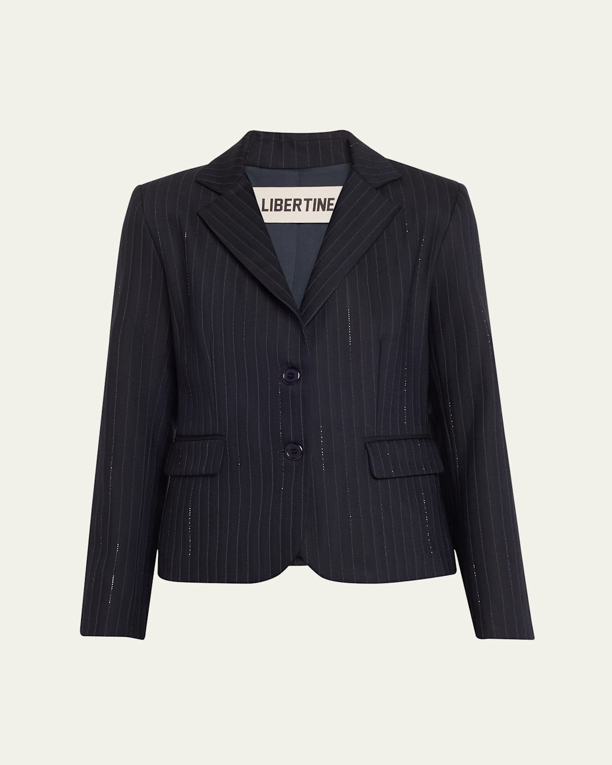 Crystal Pinstripe Single-Breasted Short Jacket