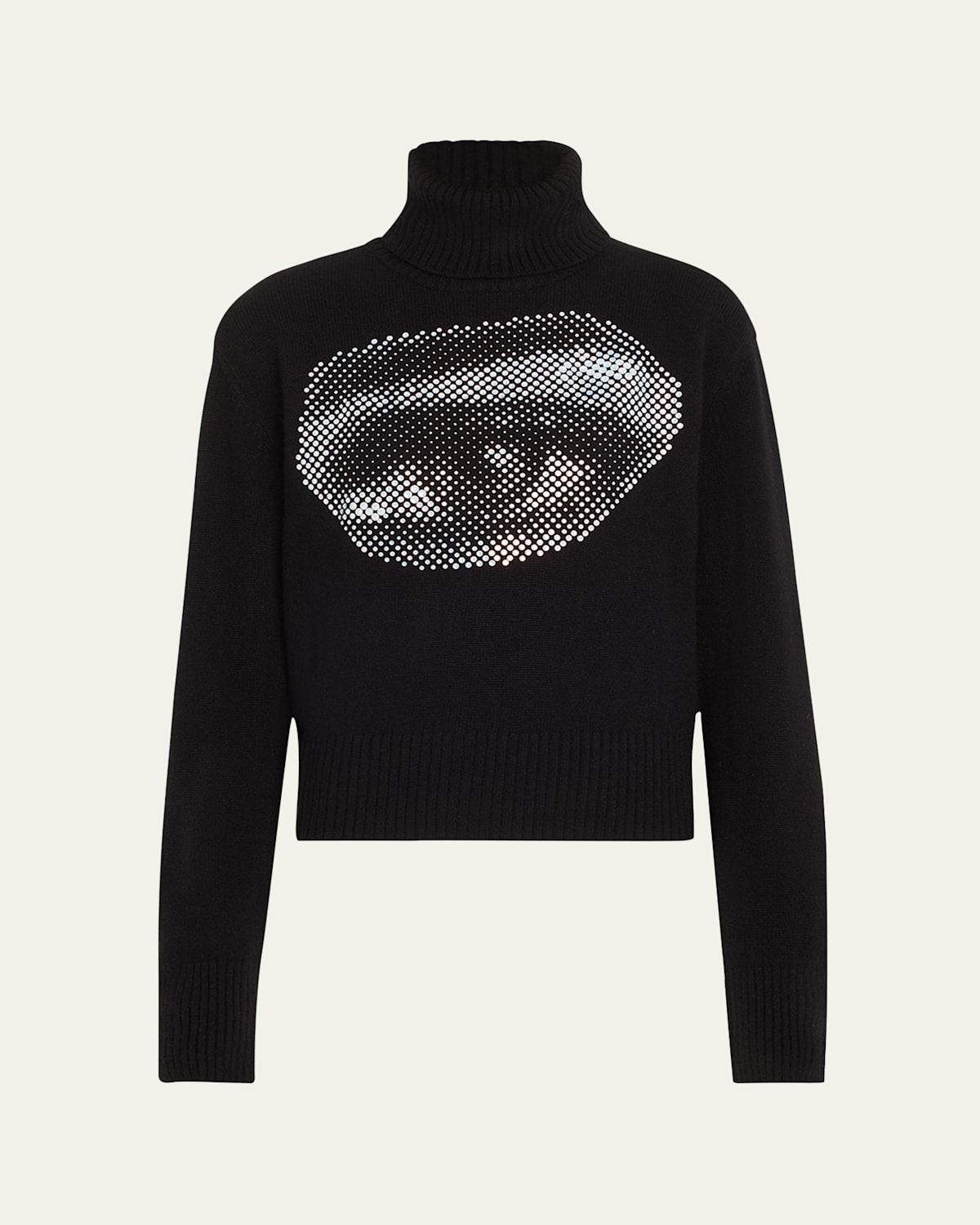 Libertine Five Senses Crystal Cropped Cashmere Turtleneck In Black