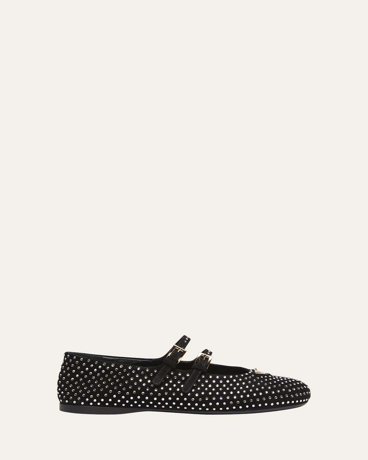 Prada Crystal Saffiano Dual Mary Jane Ballerina Flats In Cristal