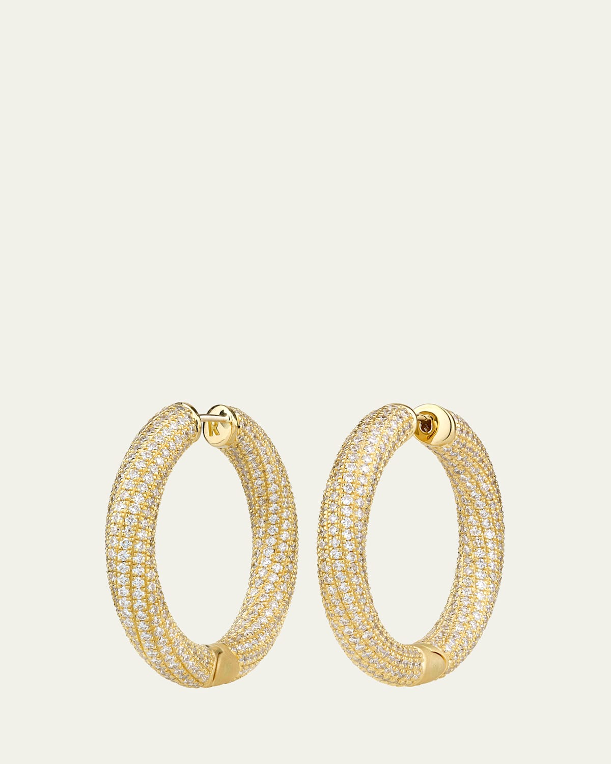 Ultimate 18K Yellow Gold Pavé Diamond 30mm Hoop Earrings