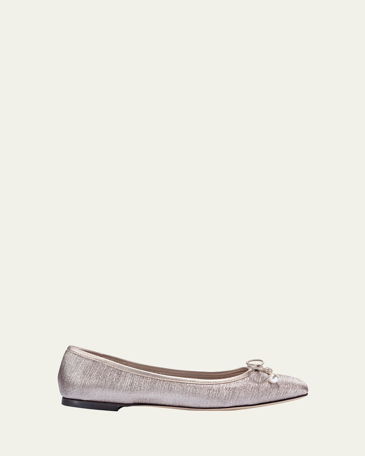 Jimmy Choo Elme Metallic Bow Ballerina Flats In Macaron