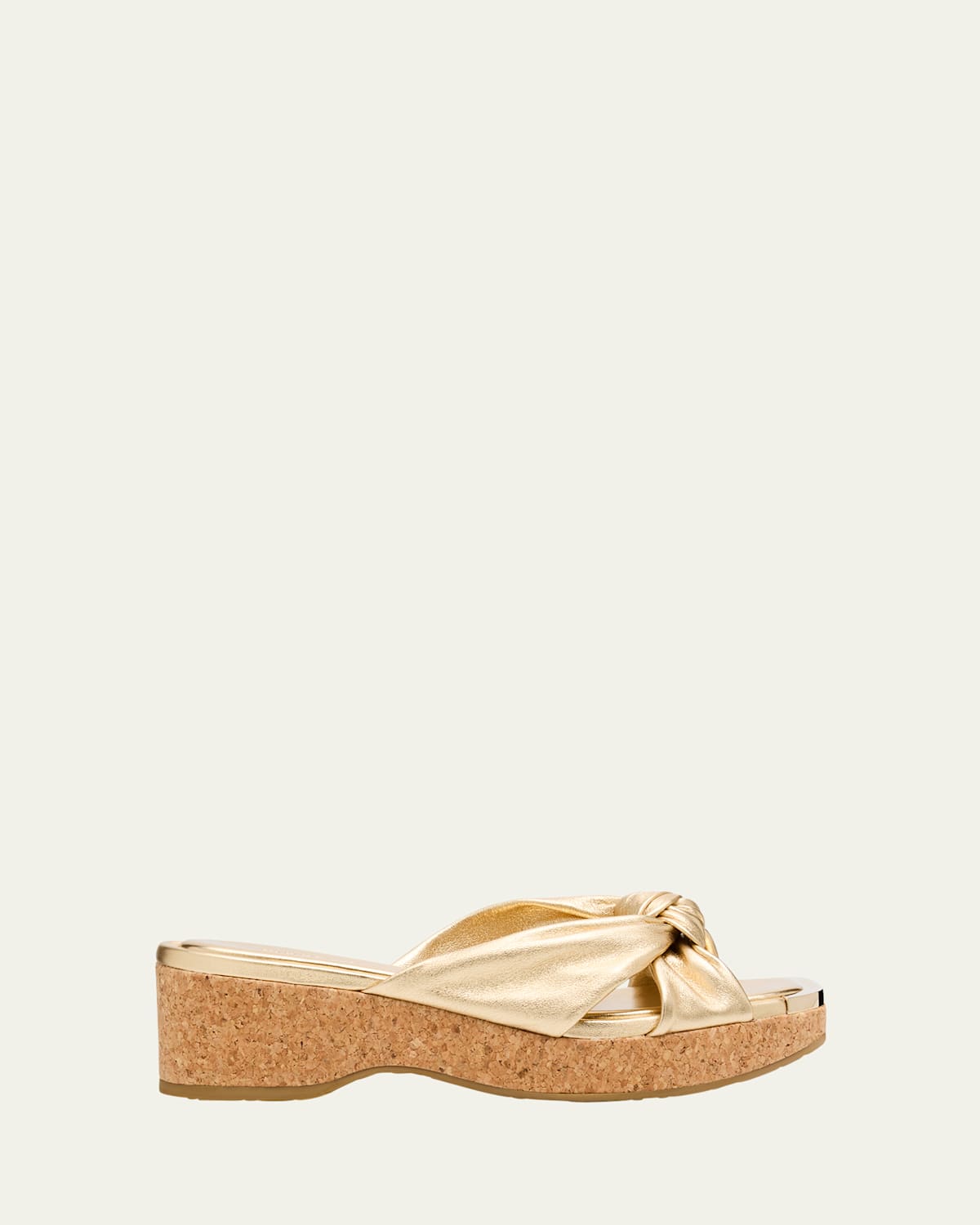 JIMMY CHOO AVENUE LEATHER CRISSCROSS WEDGE SANDALS 