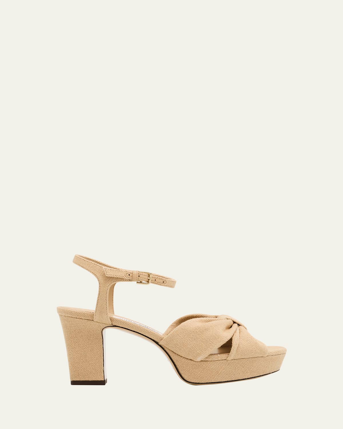 Jimmy Choo Heloise Linen Knot Platform Sandals In Ballet Pink