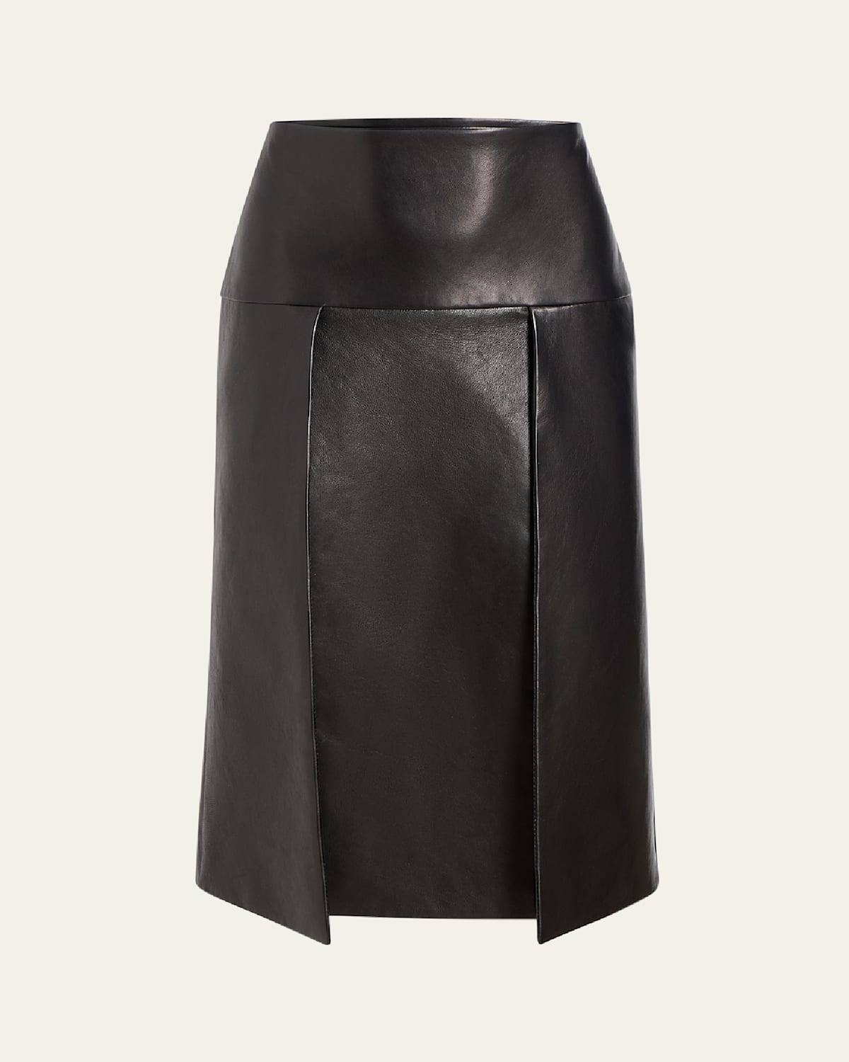 KHAITE KIDD PLEATED LEATHER MIDI SKIRT