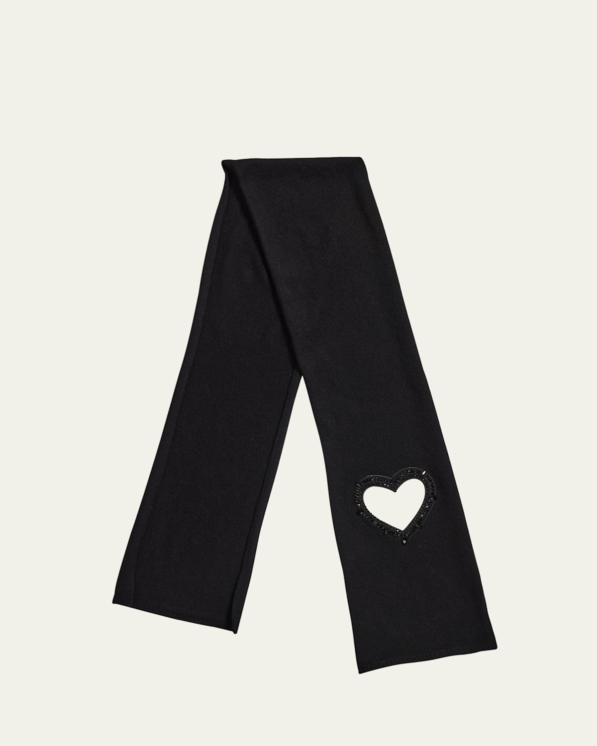 Cashmere Scarf W/ Swarovski Crystalized Heart Detail