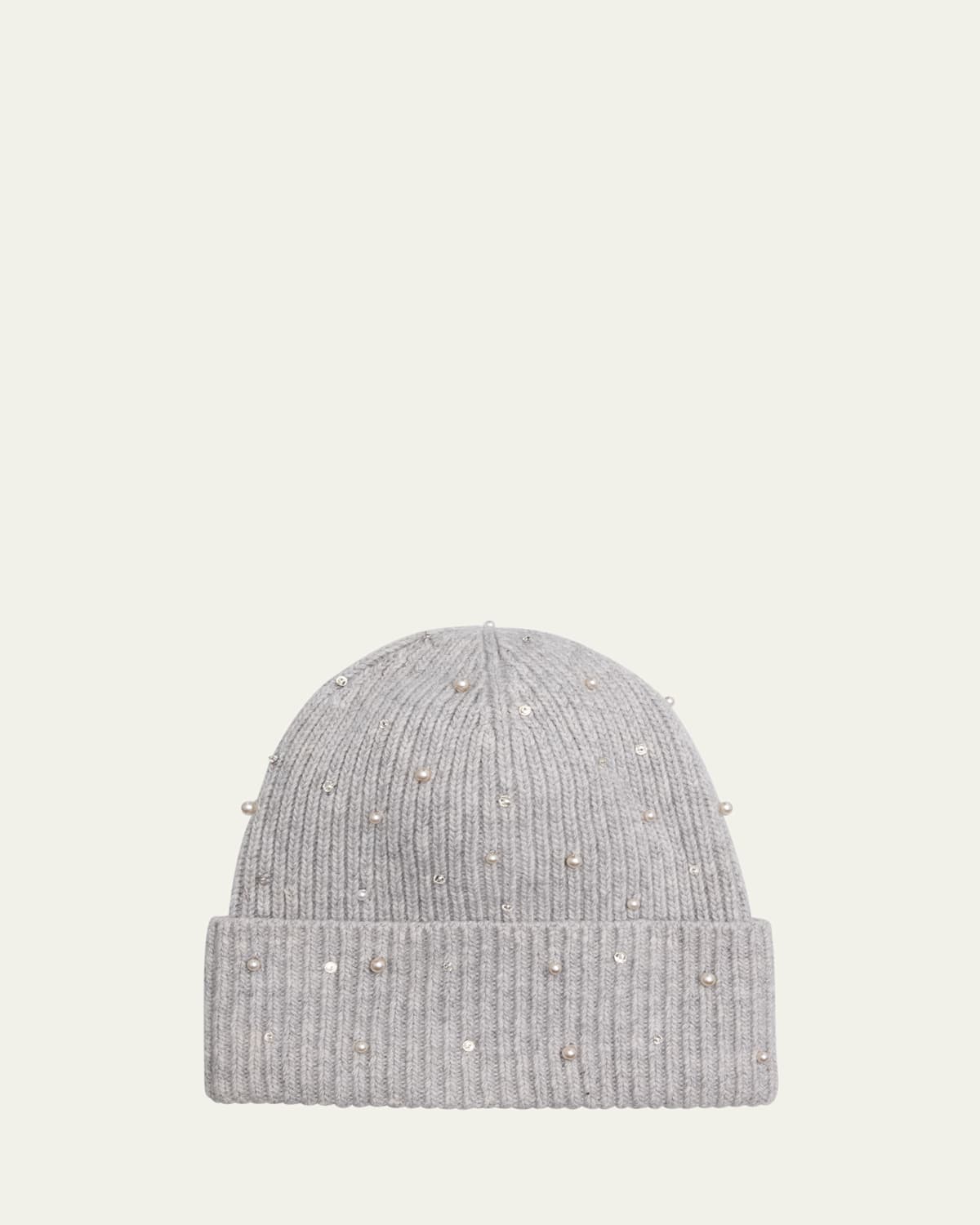 Cashmere Crystal-Embellished Beanie Hat