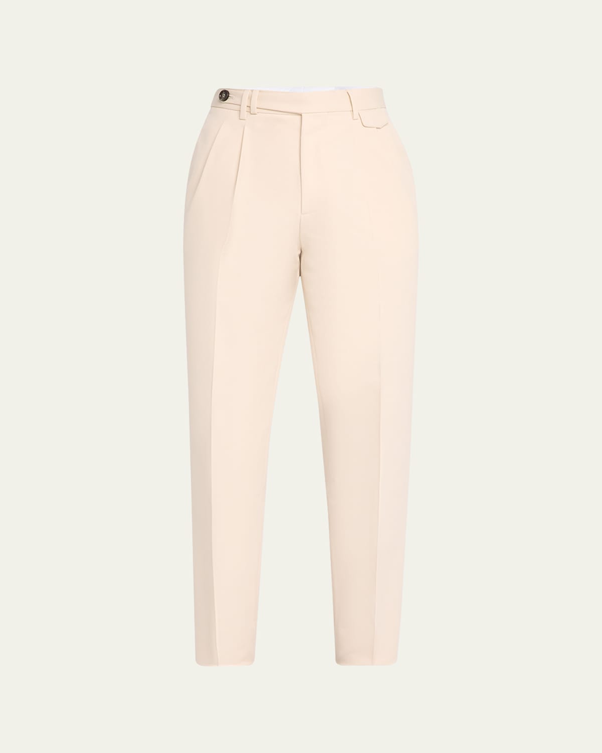 Brunello Cucinelli Men's Cotton And Wool Double-pleated Pants In Off White