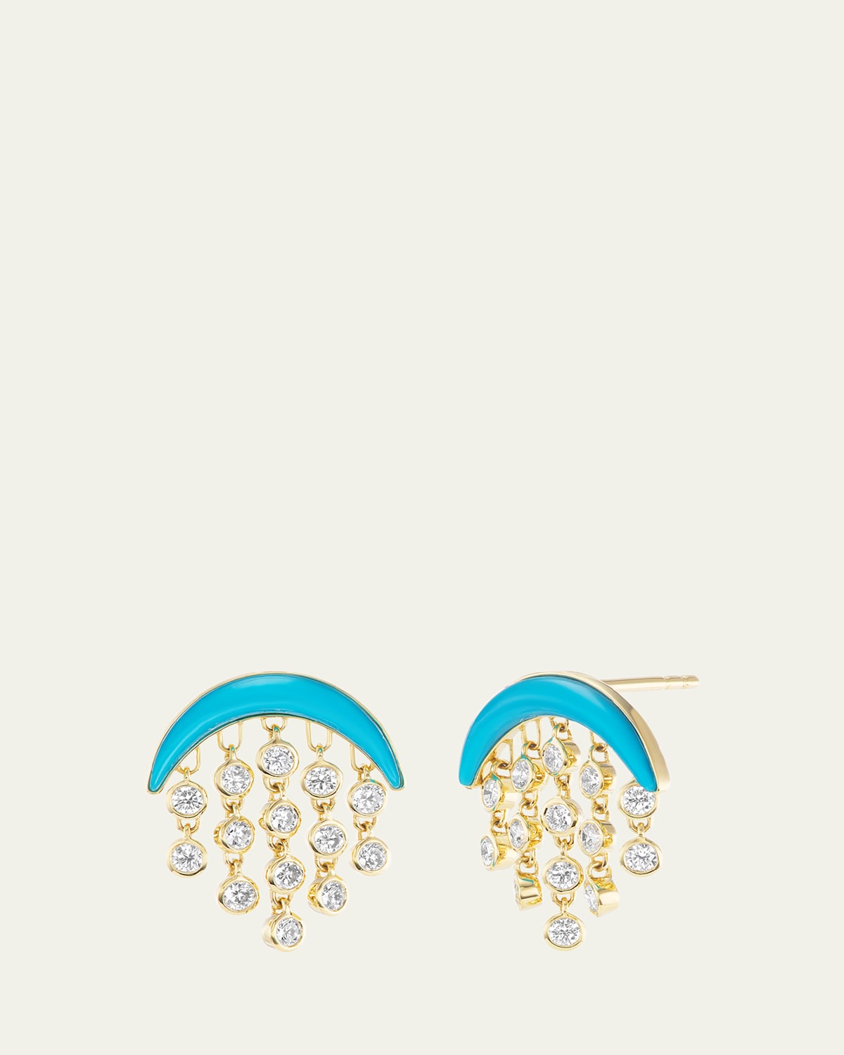 Fringe 18K Yellow Gold Turquoise and Diamond Earrings