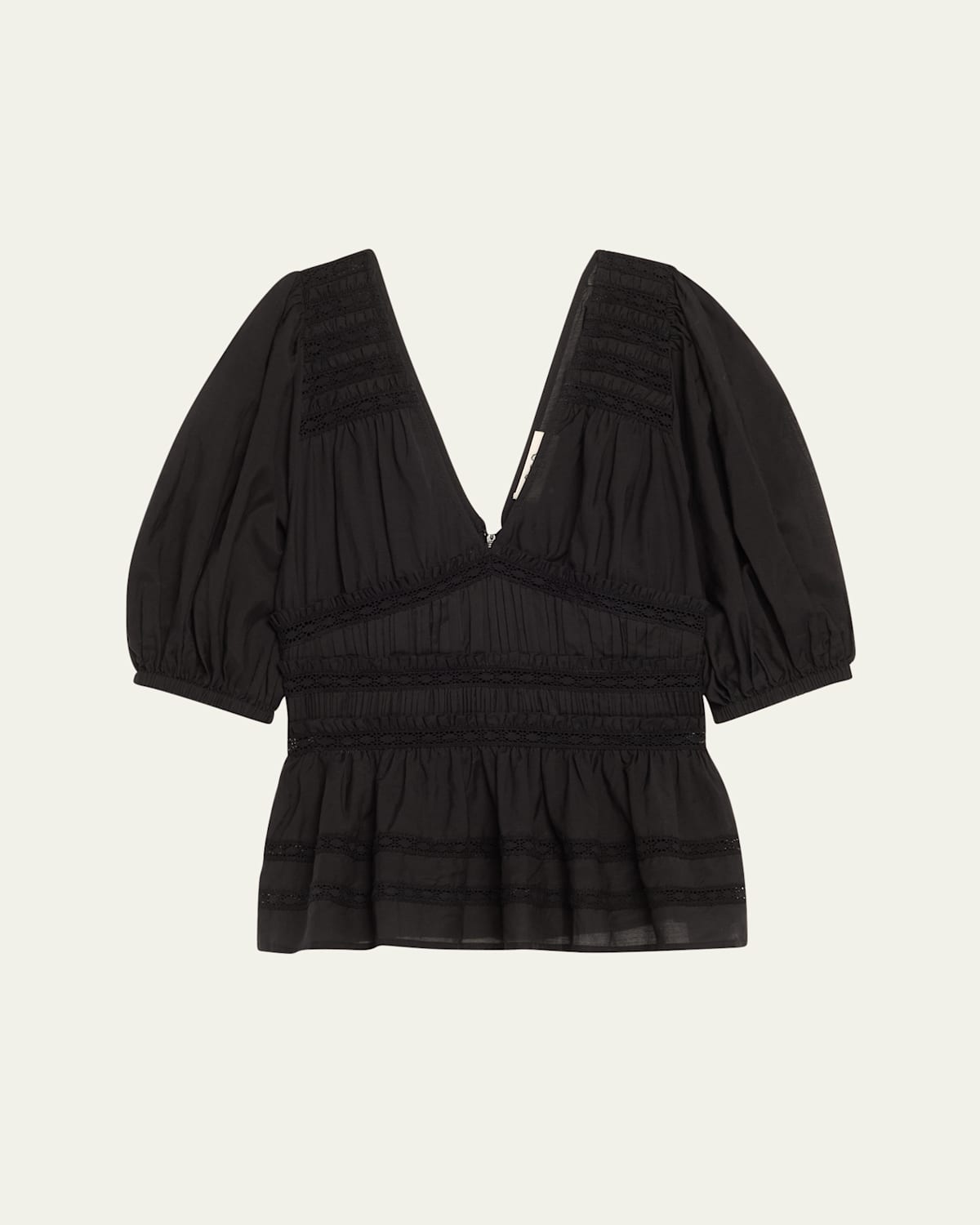 Sea Nomi Shirred Lace-inset Top In Black