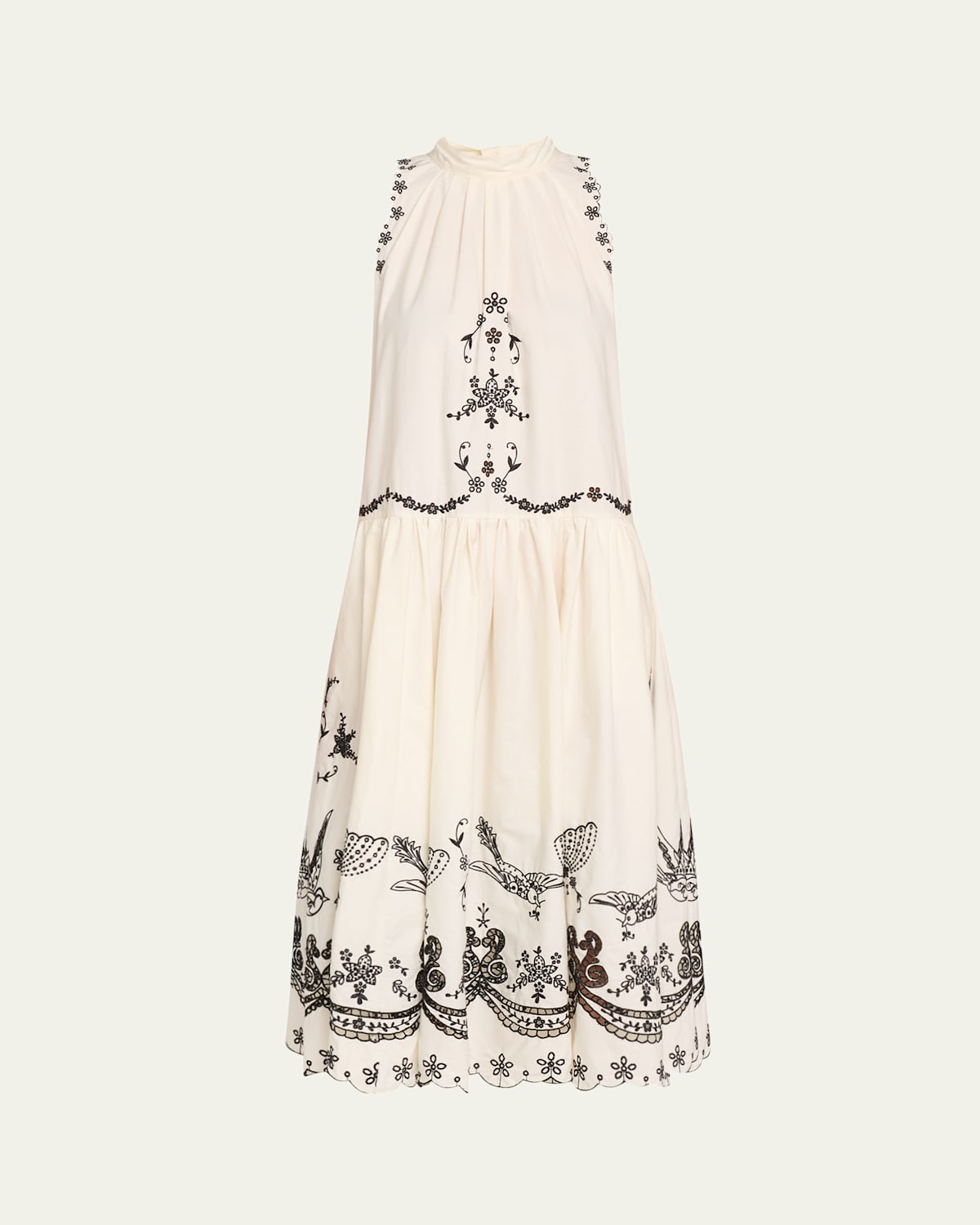 Shop Sea Kingsley Embroidered Drop-waist Tank Dress In Cream