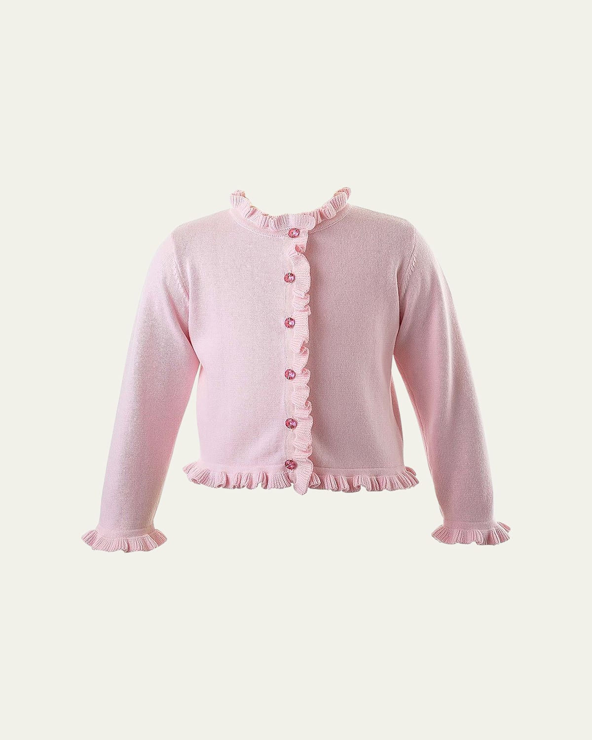 Shop Rachel Riley Girl's Button Front Frill Cardigan In Pink