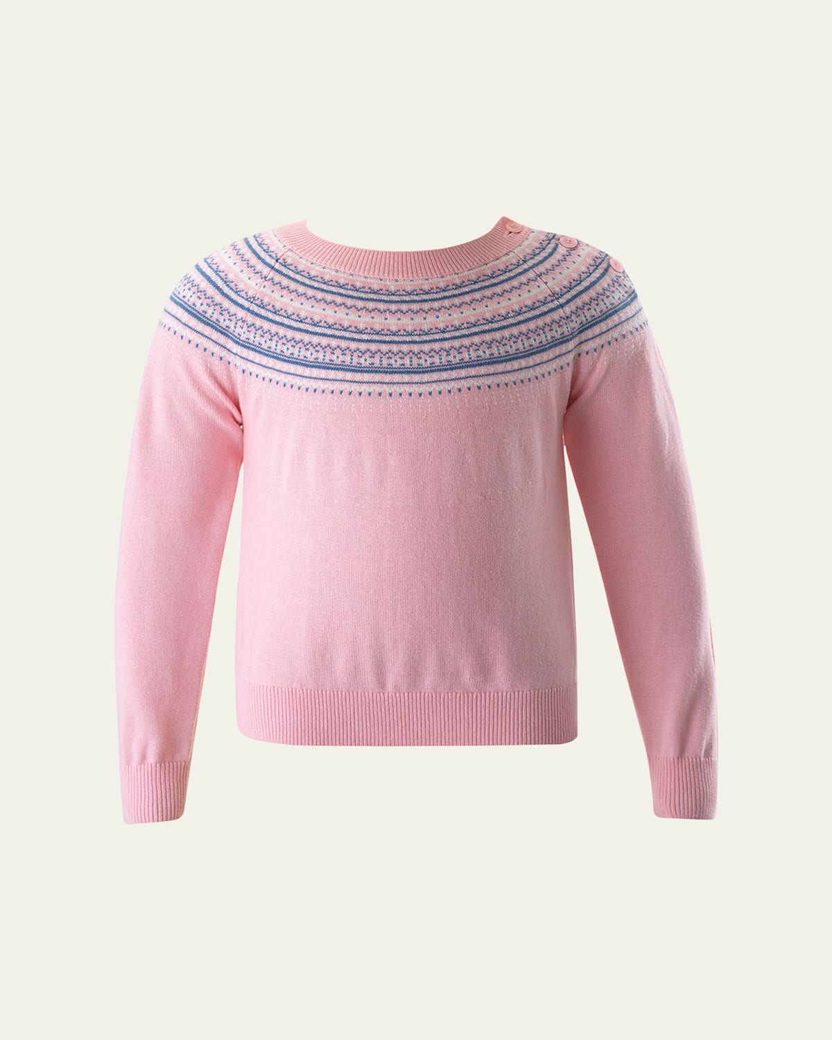 Rachel Riley Girl's Sweater W/ Fairisle Intarsia In Pink