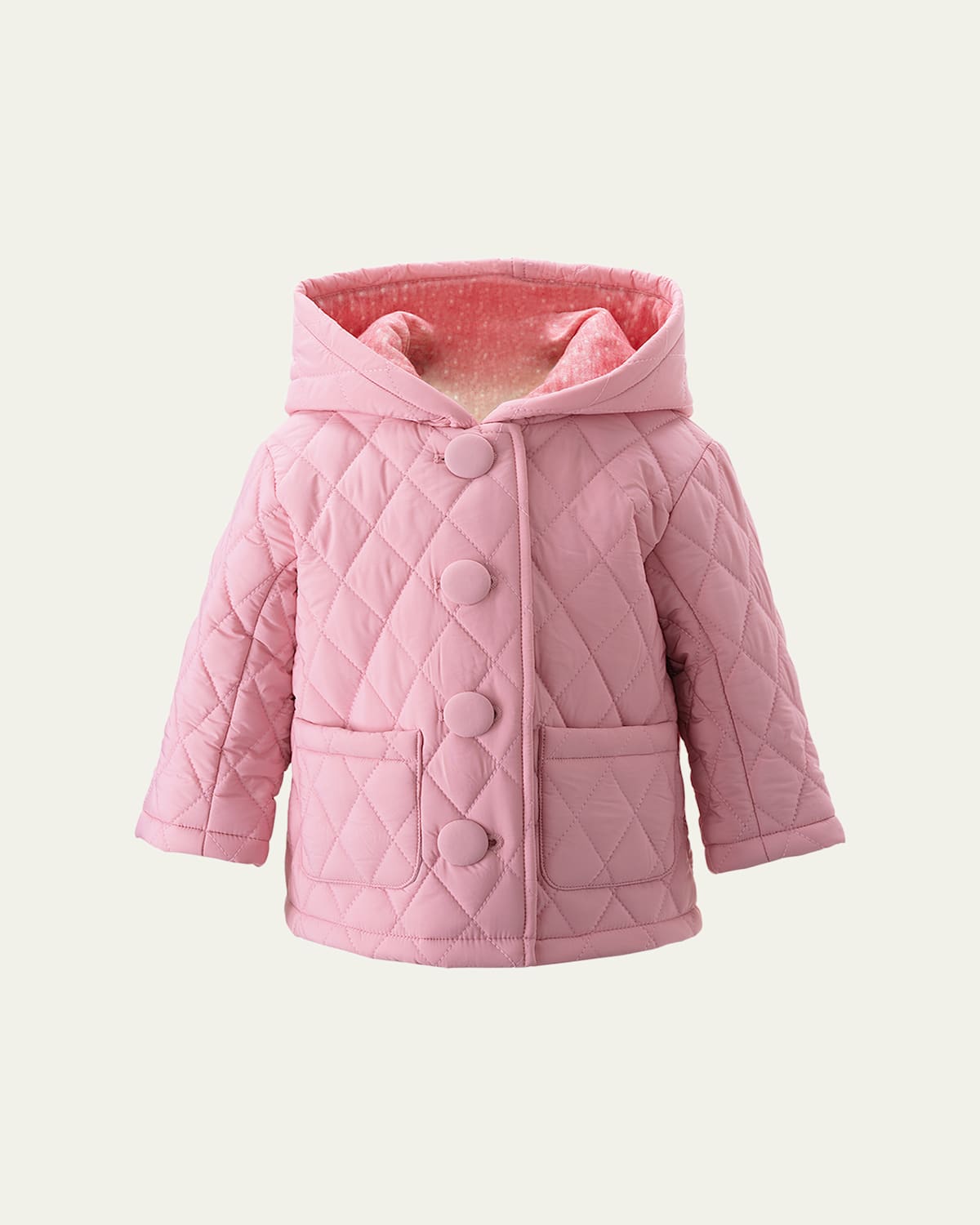 Rachel Riley Girl's Quilted Hooded Jacket In Pink