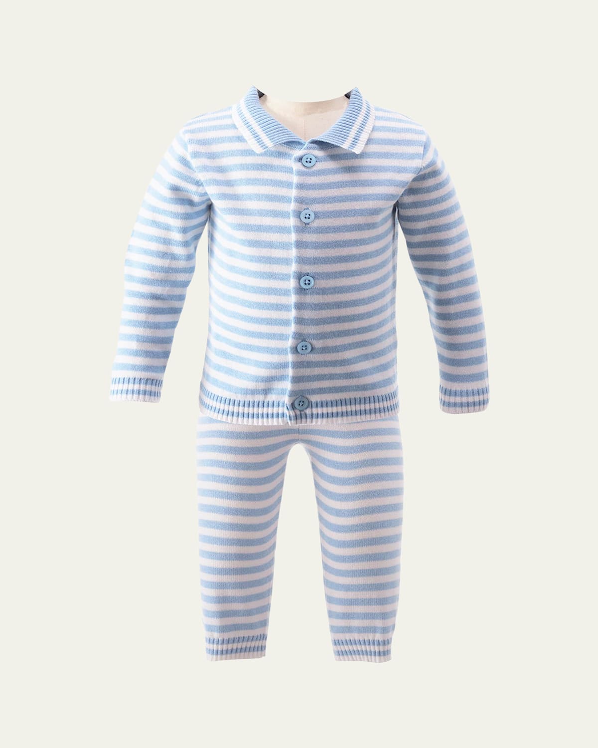 Rachel Riley Boy's Striped Two-piece Knit Set In Blue