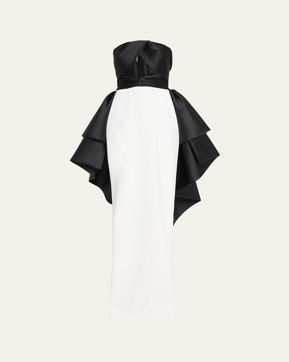 Draped Mikado Strapless Tulle-Corset Crepe Gown