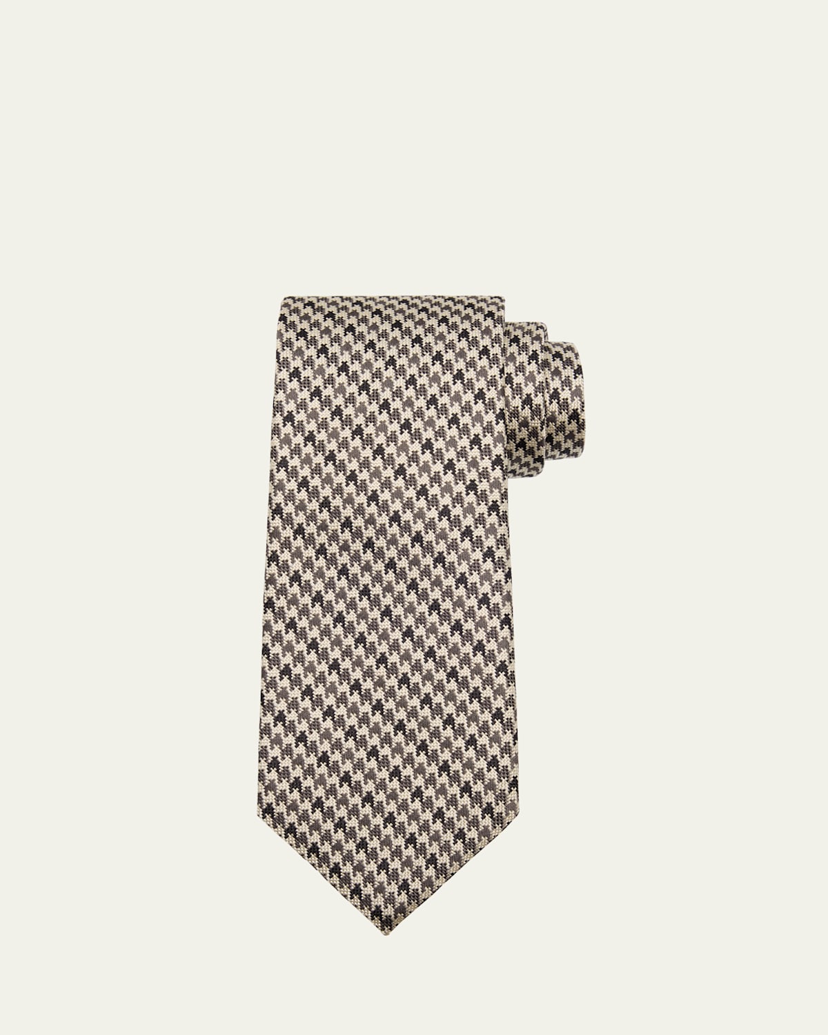 Tom Ford Men's Vertical Houndstooth Silk Tie In White Pattern