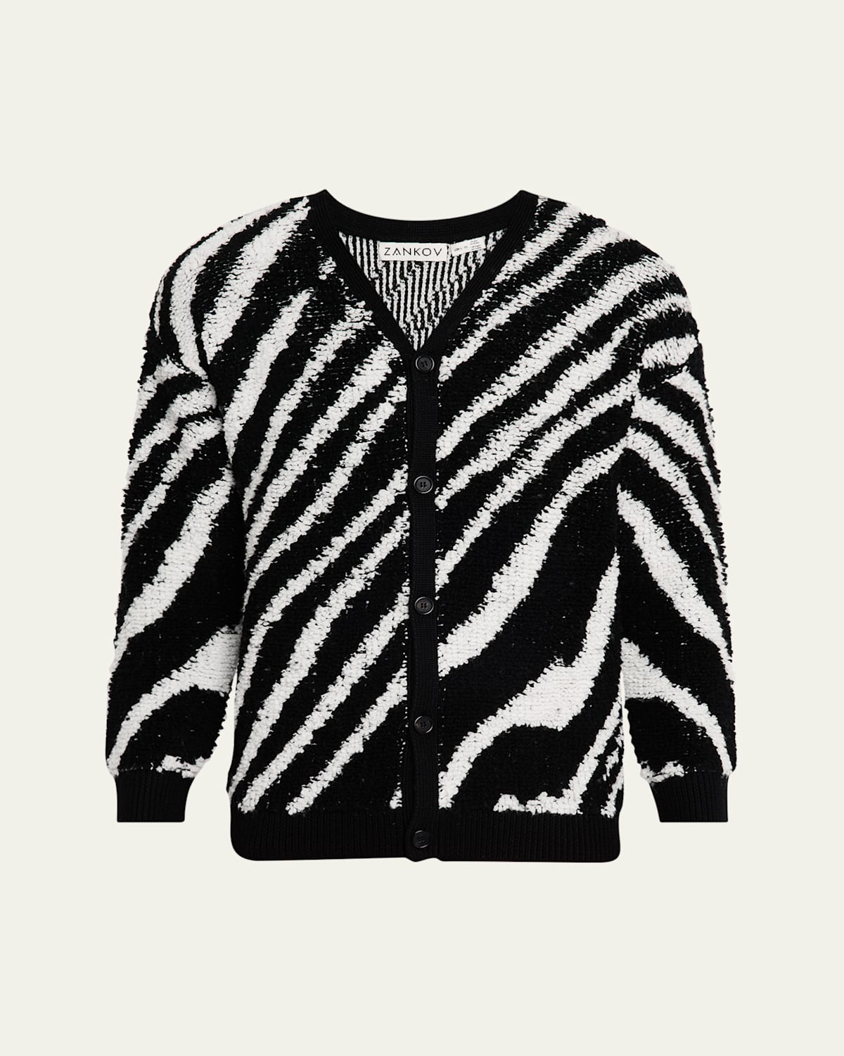 Men's Intarsia Zebra Cardigan