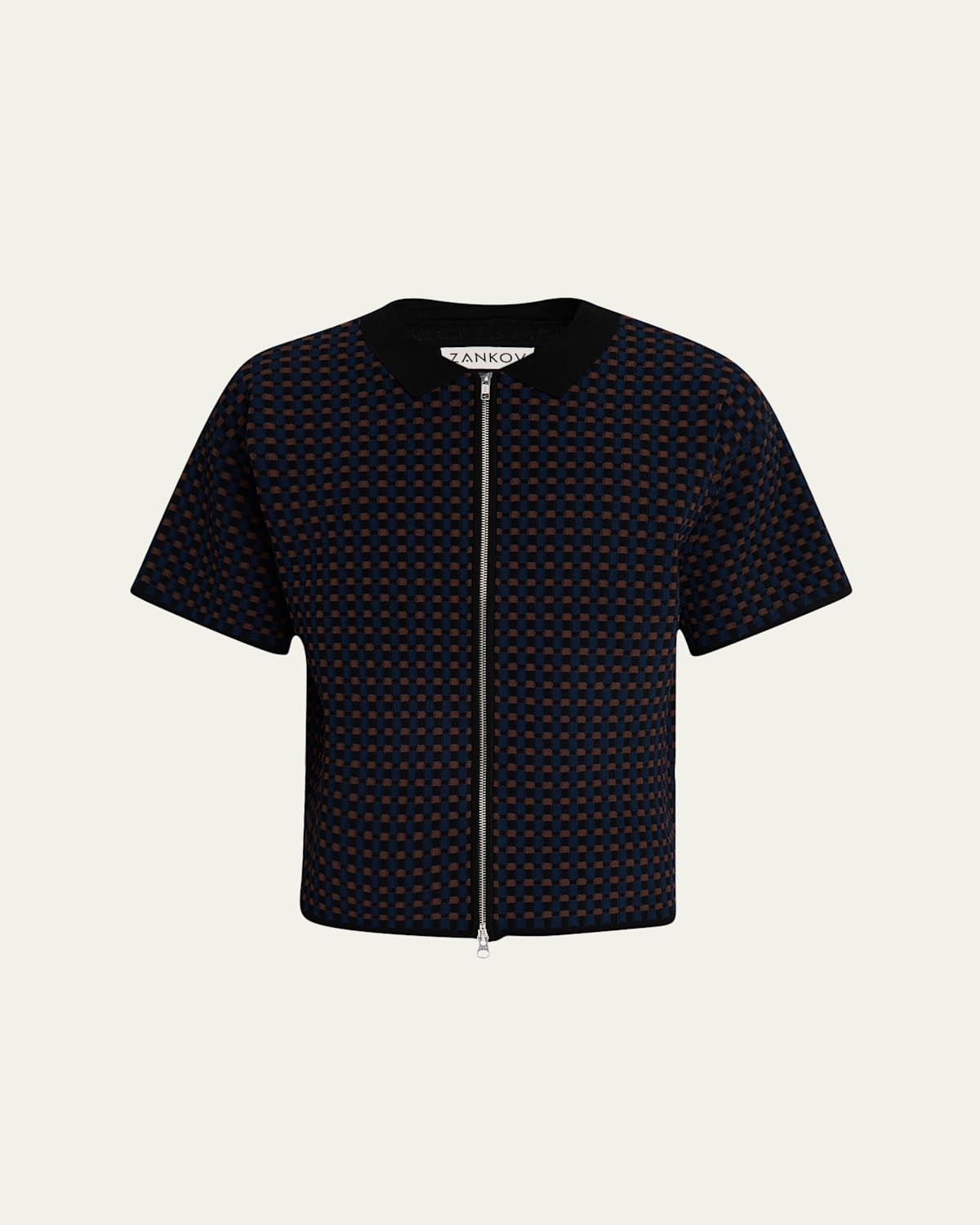 Men's Geometric Jacquard Zip Sweater