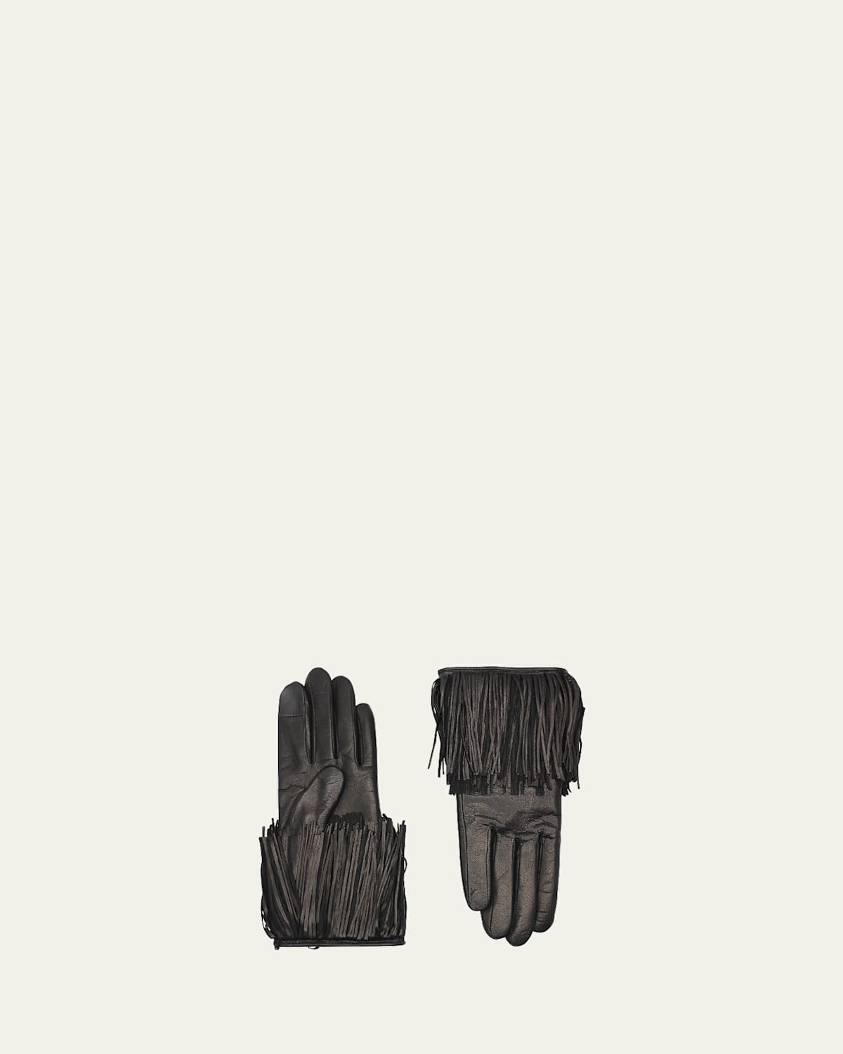 Agnelle Lambskin Fringe Trim Gloves