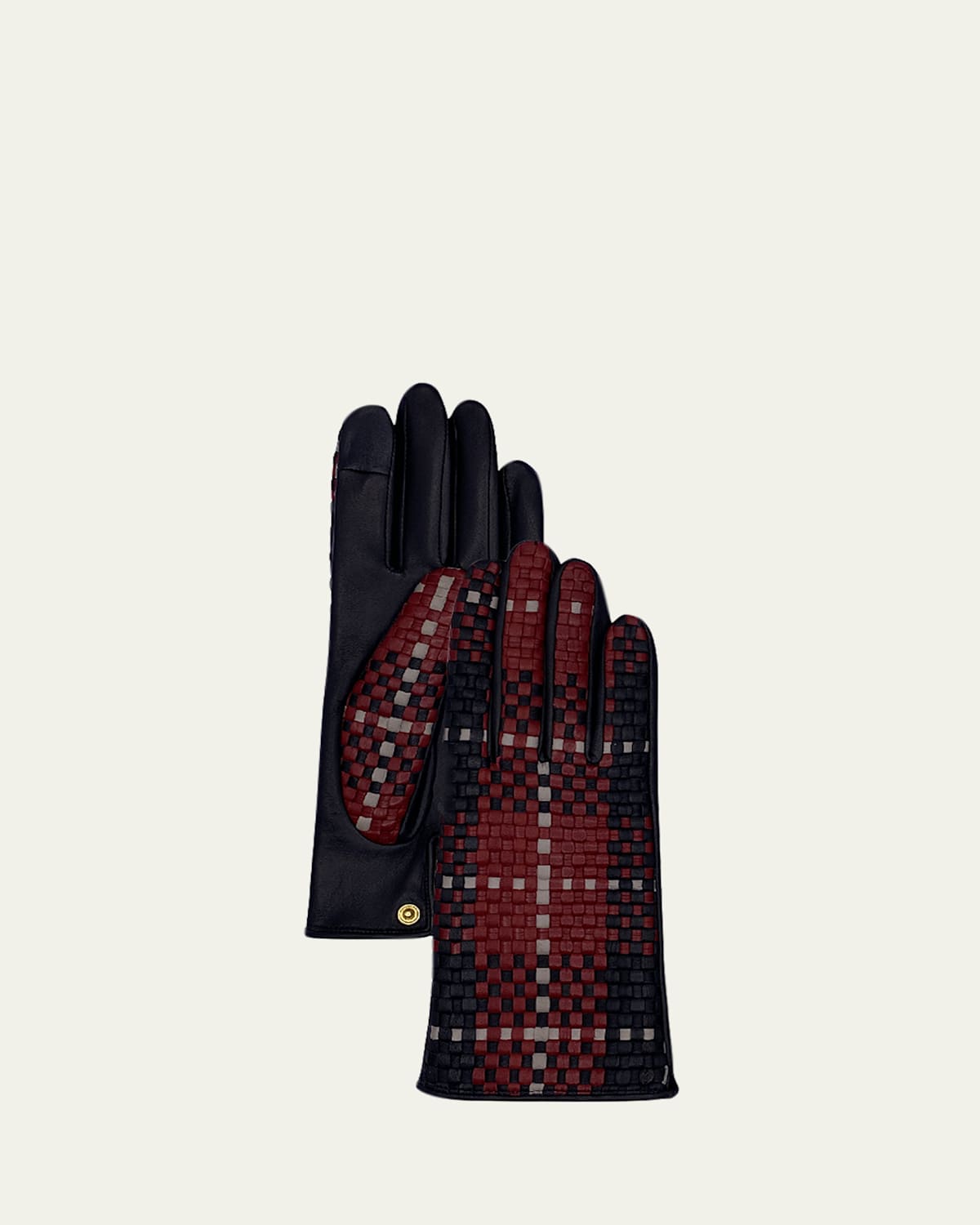 Agnelle Two-Toned Lambskin Leather Gloves