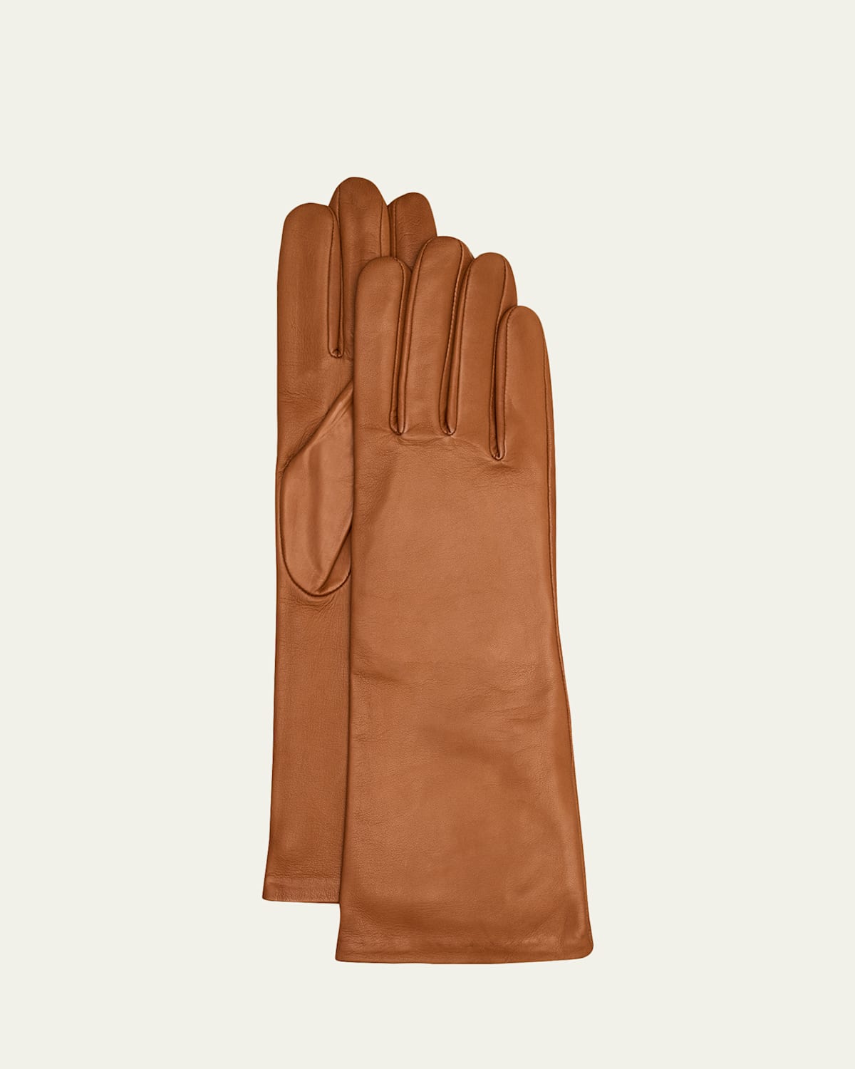 Agnelle Lady Lambskin Leather Gloves In Brown