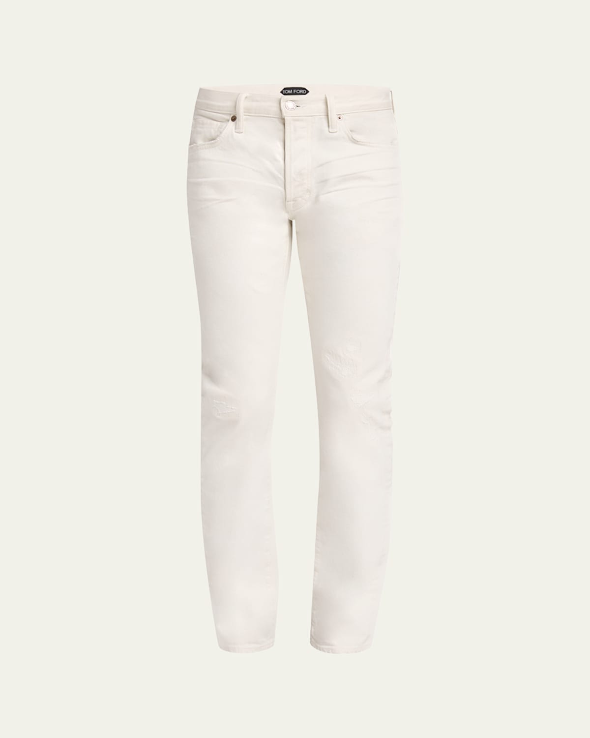 Men's Straight-Fit Distressed Denim Jeans