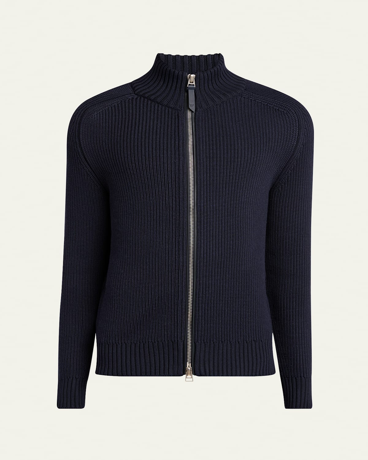 Tom Ford Men's Ribbed Full-zip Sweater In Marine Blue