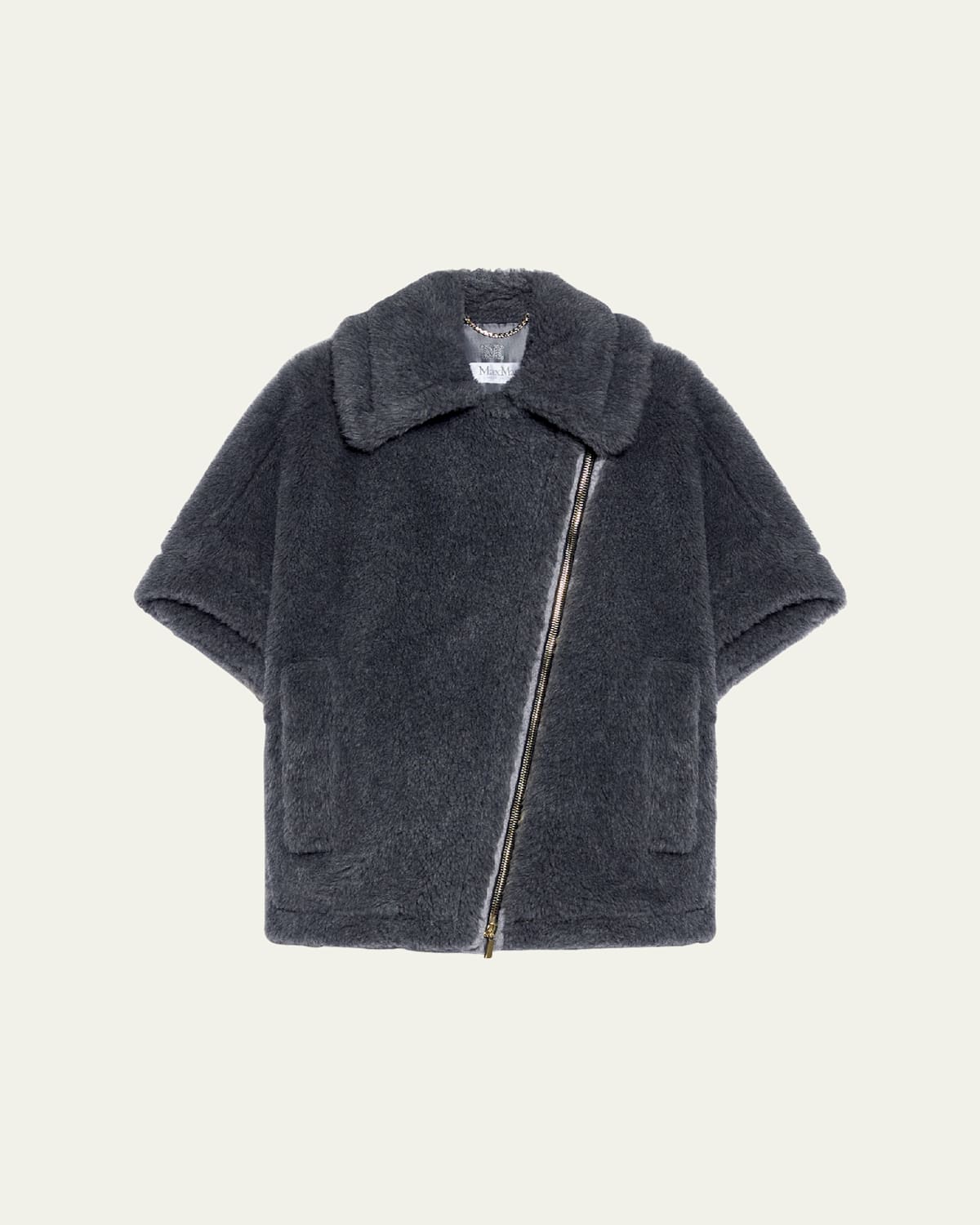 Max Mara New Manto Virgin Wool-blend Cape In Dark Grey