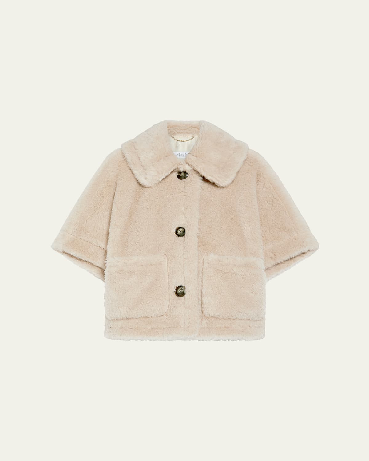 Max Mara Newtzero Virgin Wool-blend Cape In Sand