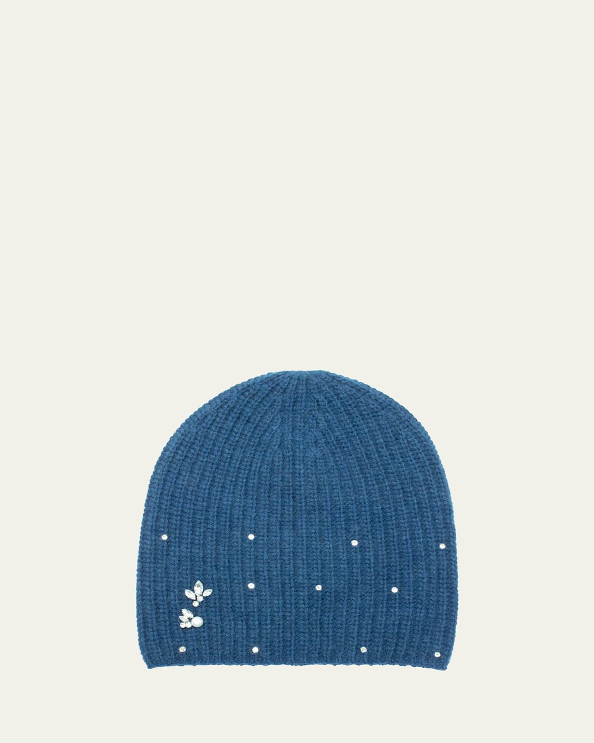 Knit Stone Embellished Cashmere Beanie