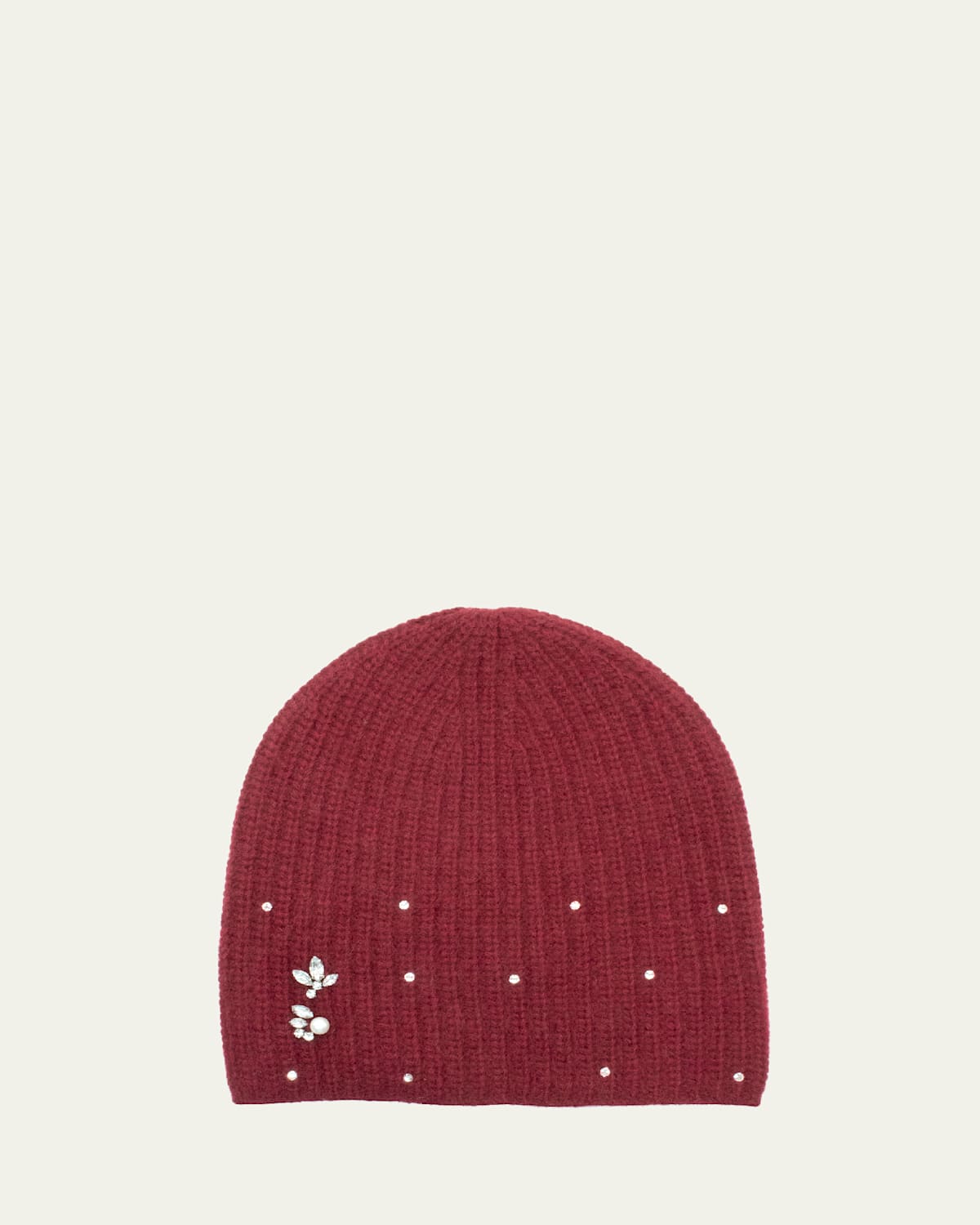 Knit Stone Embellished Cashmere Beanie