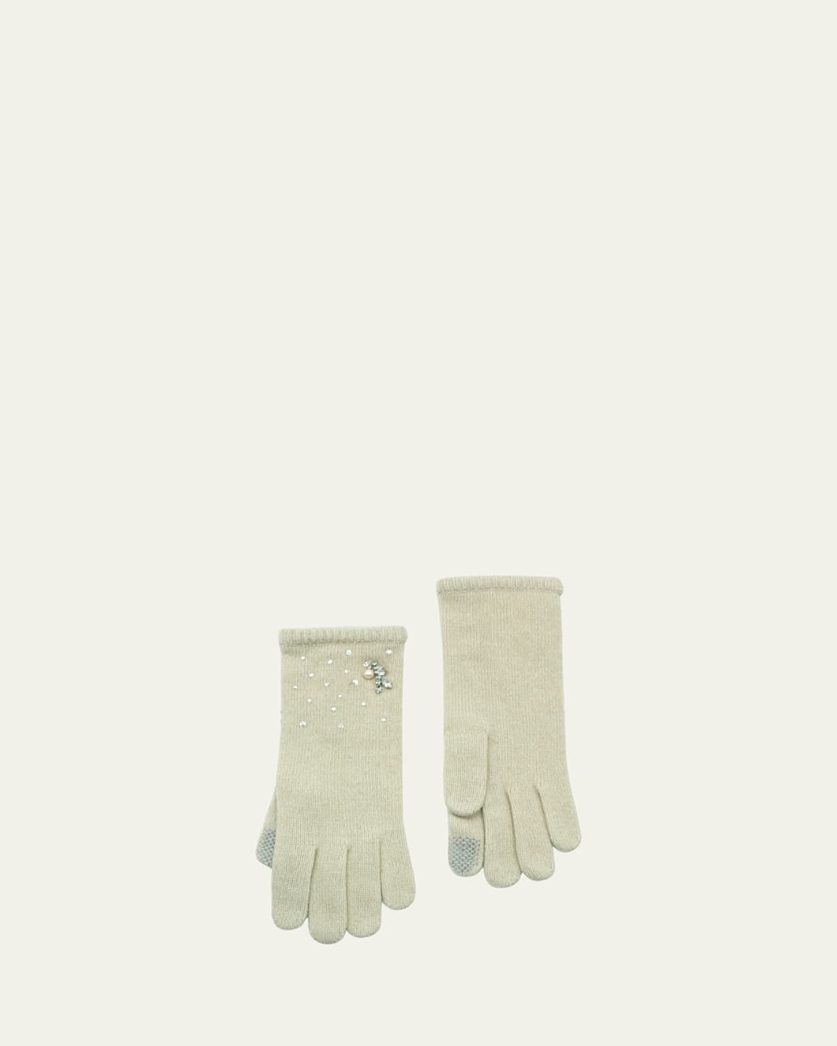 Portolano Pearly Embellished Cashmere Gloves In Yogi Ivory