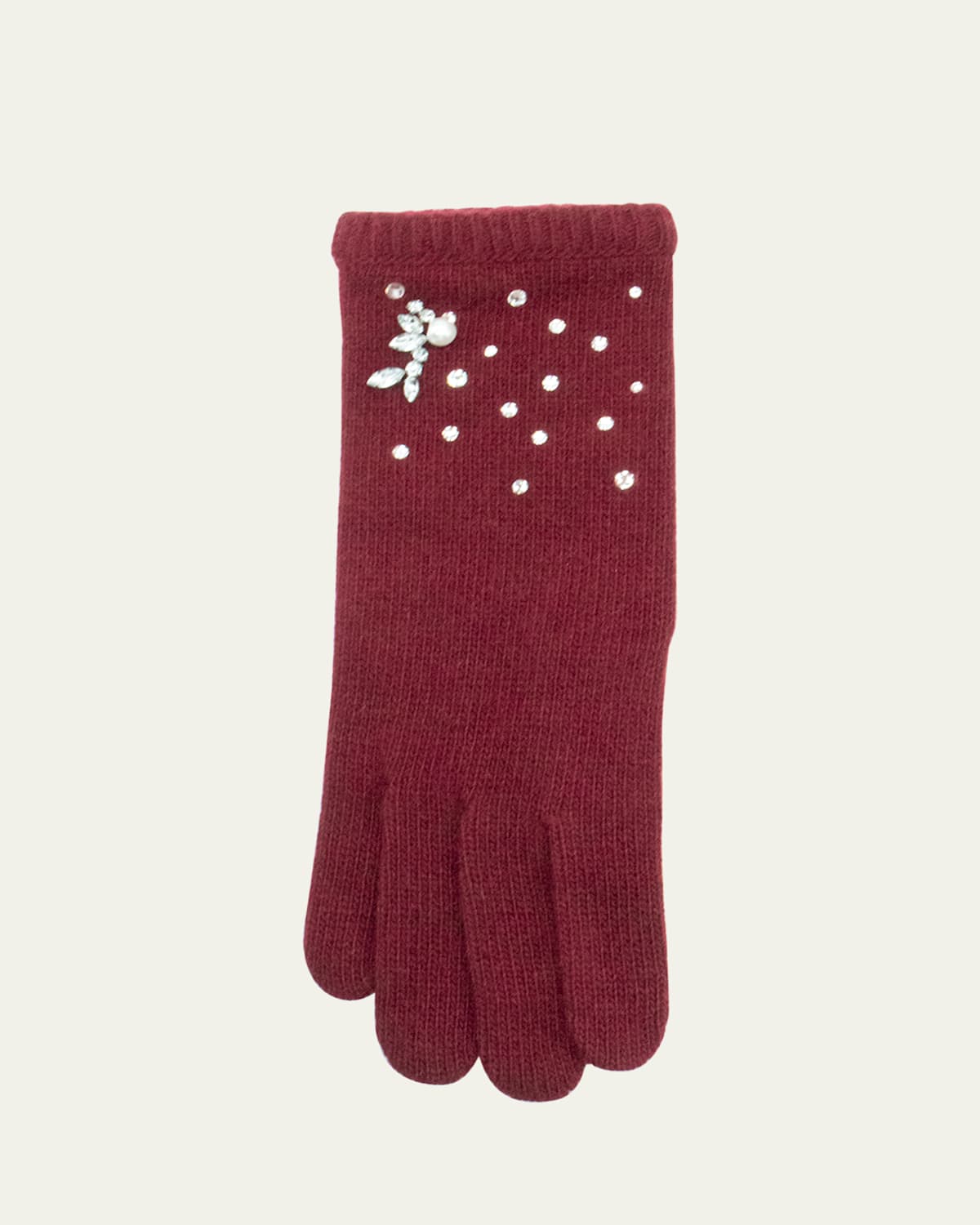 Portolano Pearly Embellished Cashmere Gloves In Rum