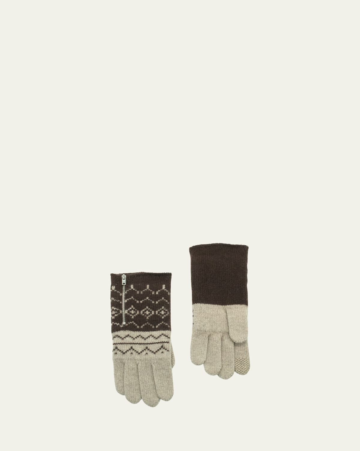 Fairisle Cashmere Zip Up Gloves