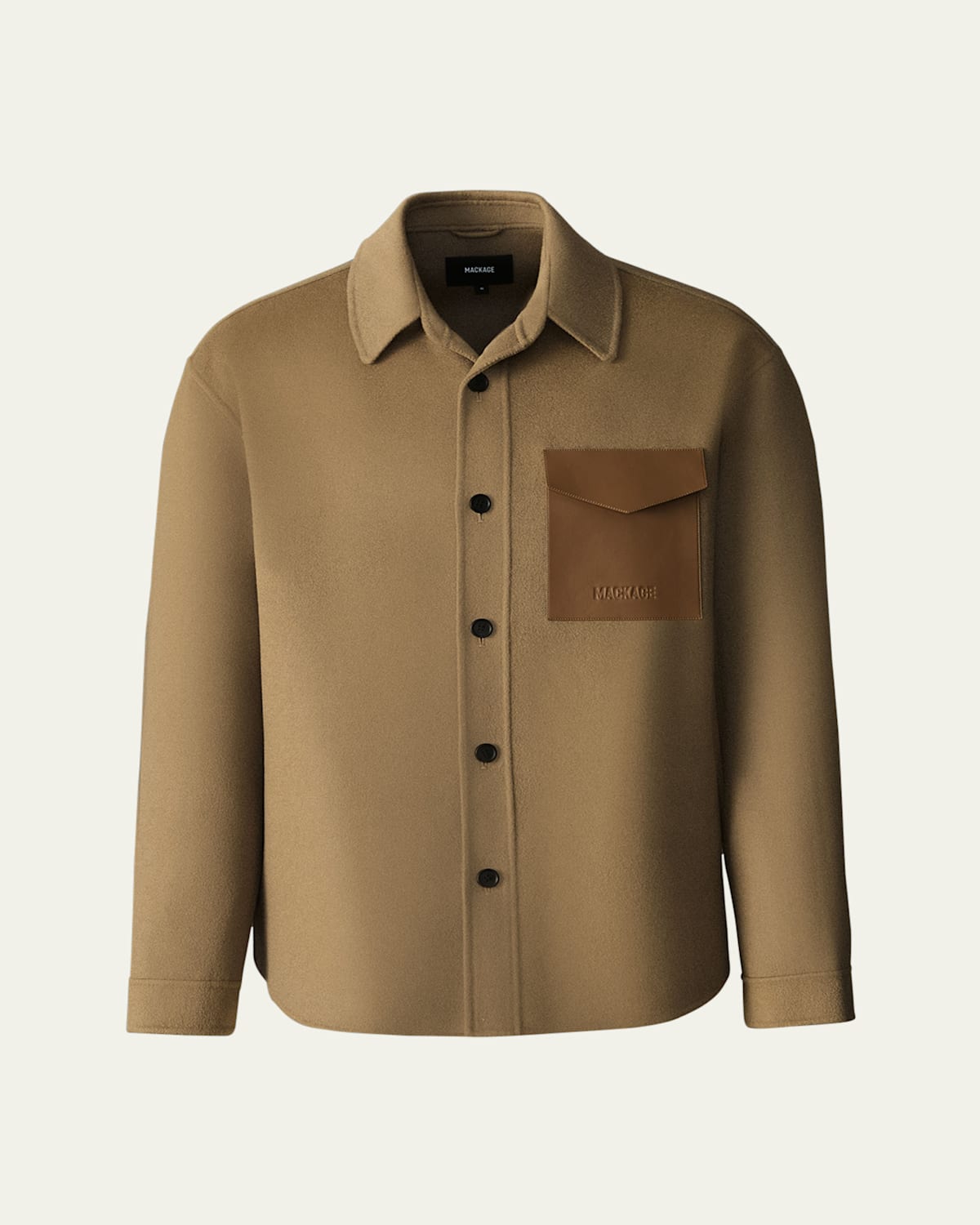 Mackage Men's Emmanuel Double-face Wool Overshirt In Lt Camel