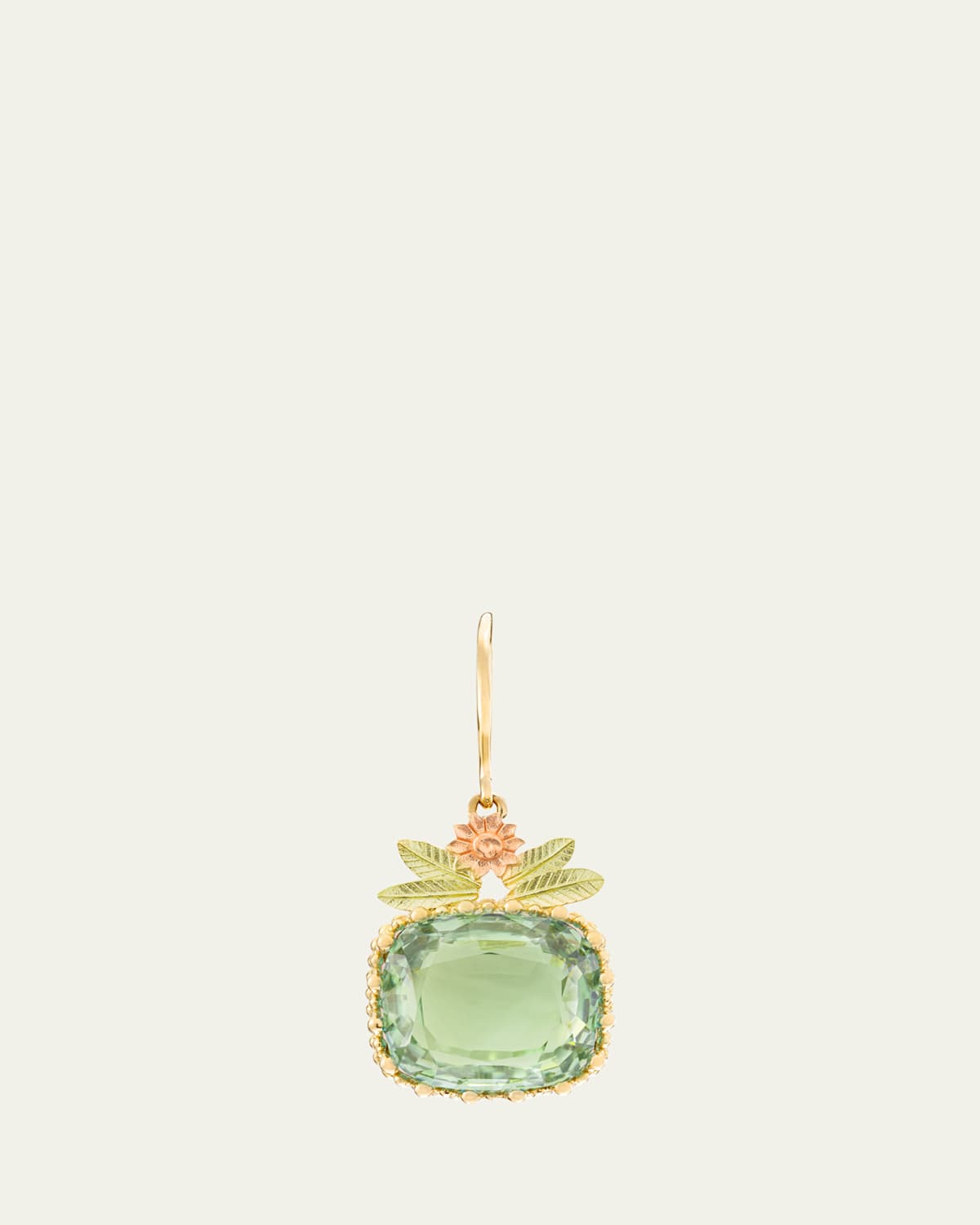 Pierreries 18K Yellow, Green, and Rose Gold Parasolite Flower Earring, Single