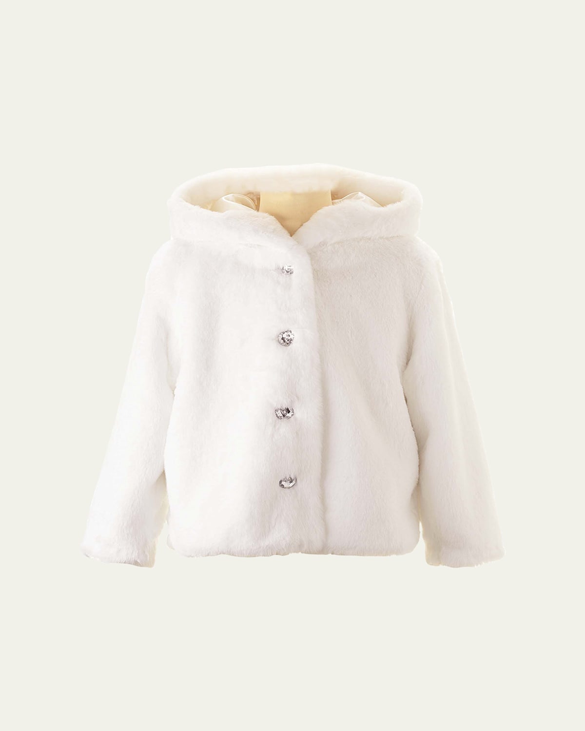 Rachel Riley Girl's Faux Fur Button Front Coat In White