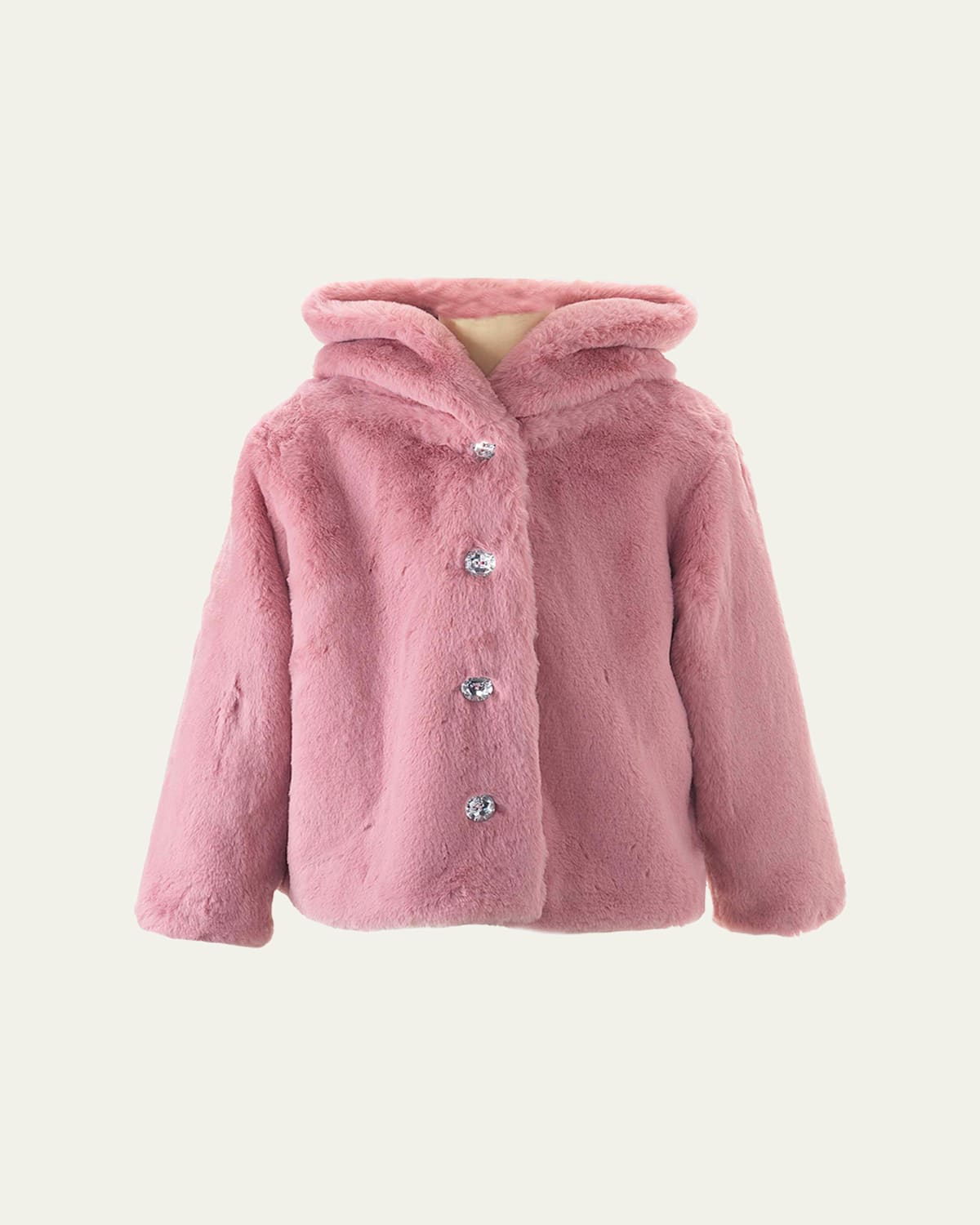 Rachel Riley Girl's Faux Fur Hooded Jacket In Pink