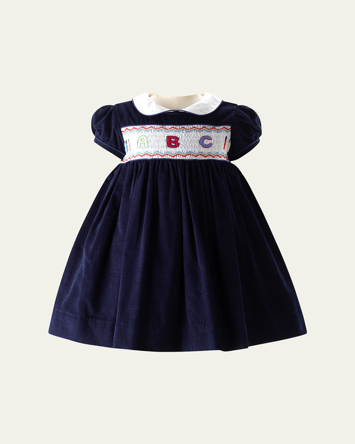 Rachel Riley Girl's Smocked Festive Dress W/ Bloomers In Navy